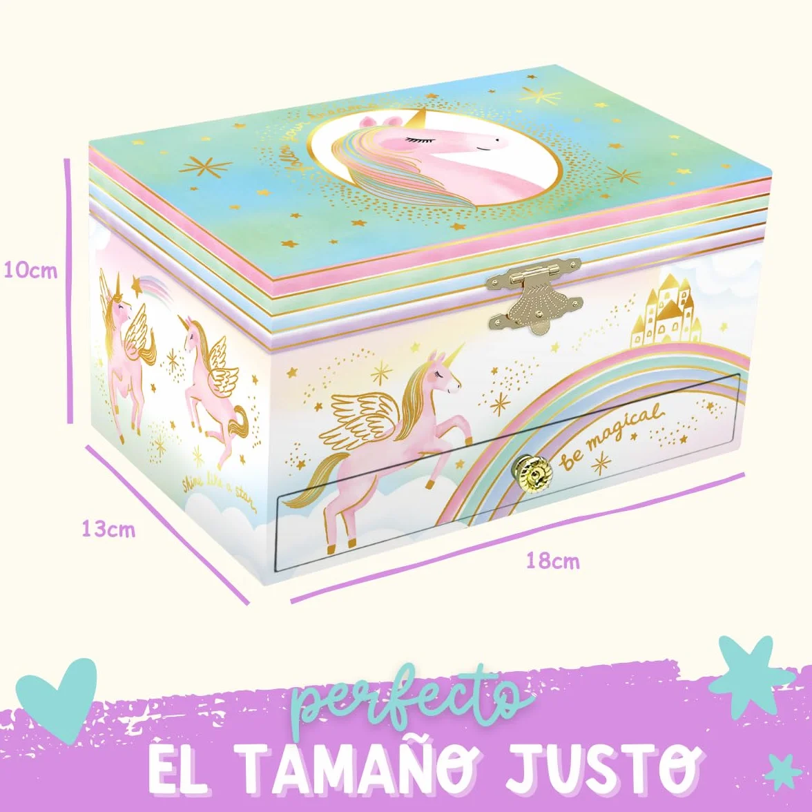 Giggle & Honey Joyero Musical de Unicornio para Niñas - Unicornio Bailarín con Espejo, Regalo de Cumpleaños 3-10