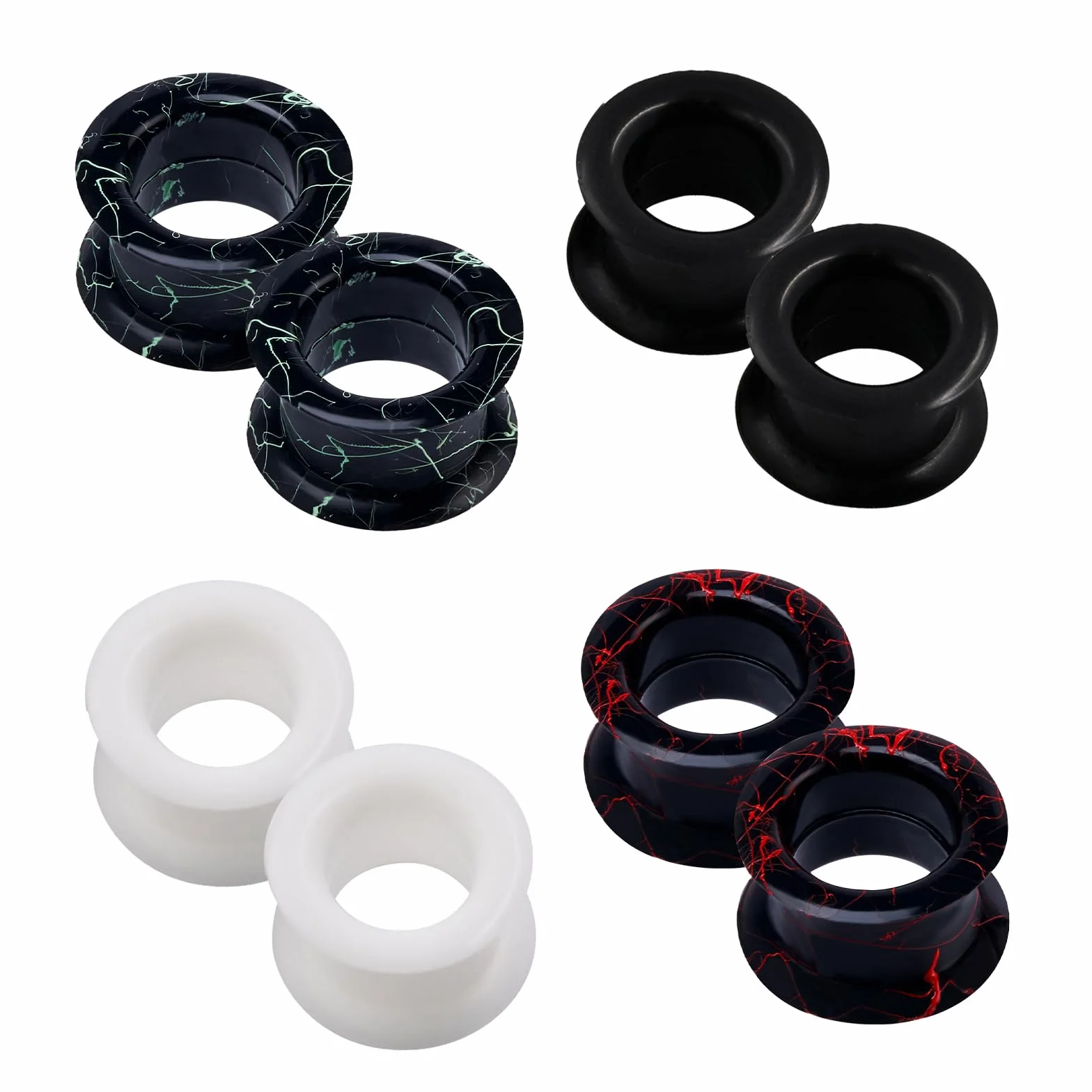 Longbeauty dilatadores de silicona dura oreja piercing doble flared 6 mm - 25 mm