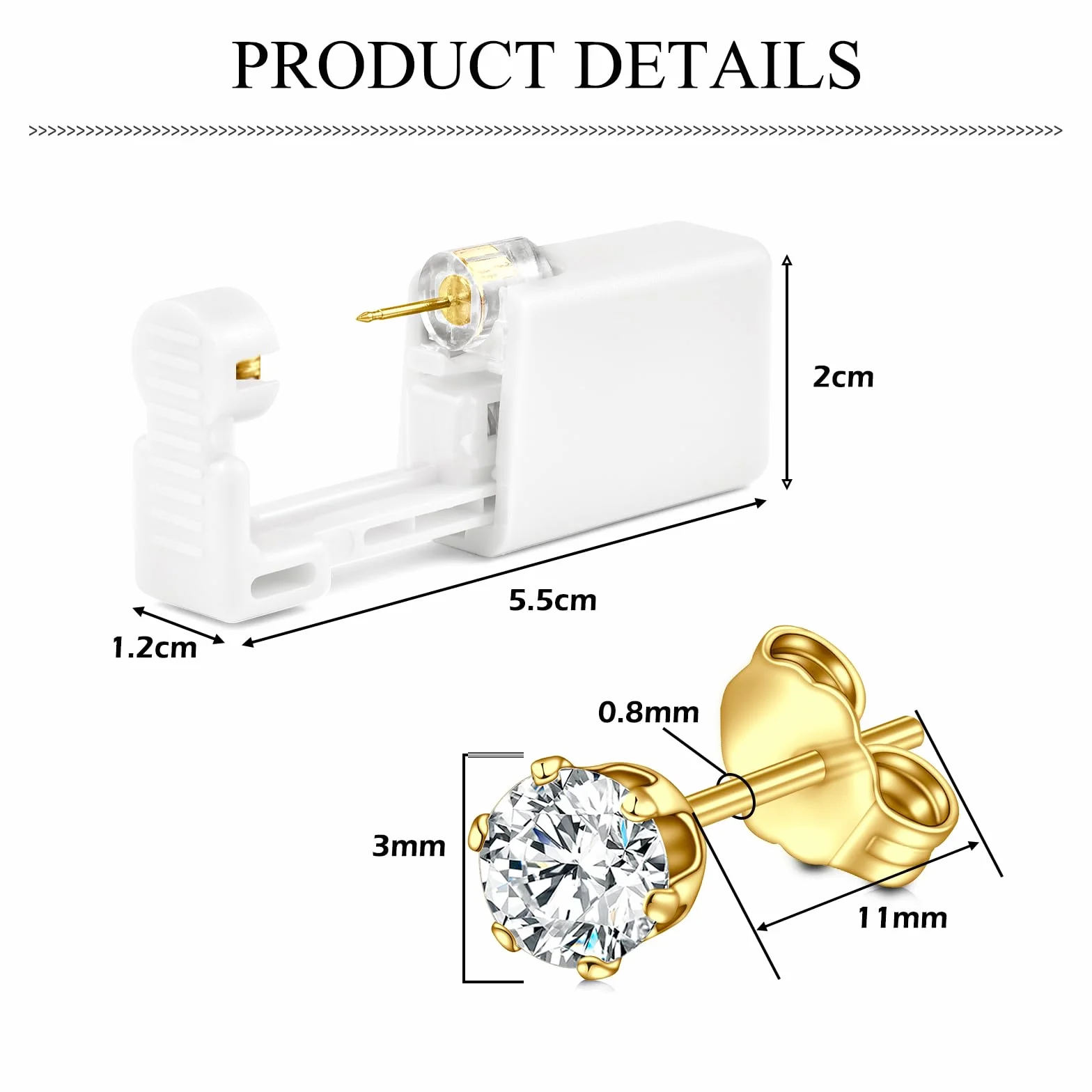 AceFun 4mm tragus helix piercing pistola conjunto acero inoxidable oreja cartílago pendientes