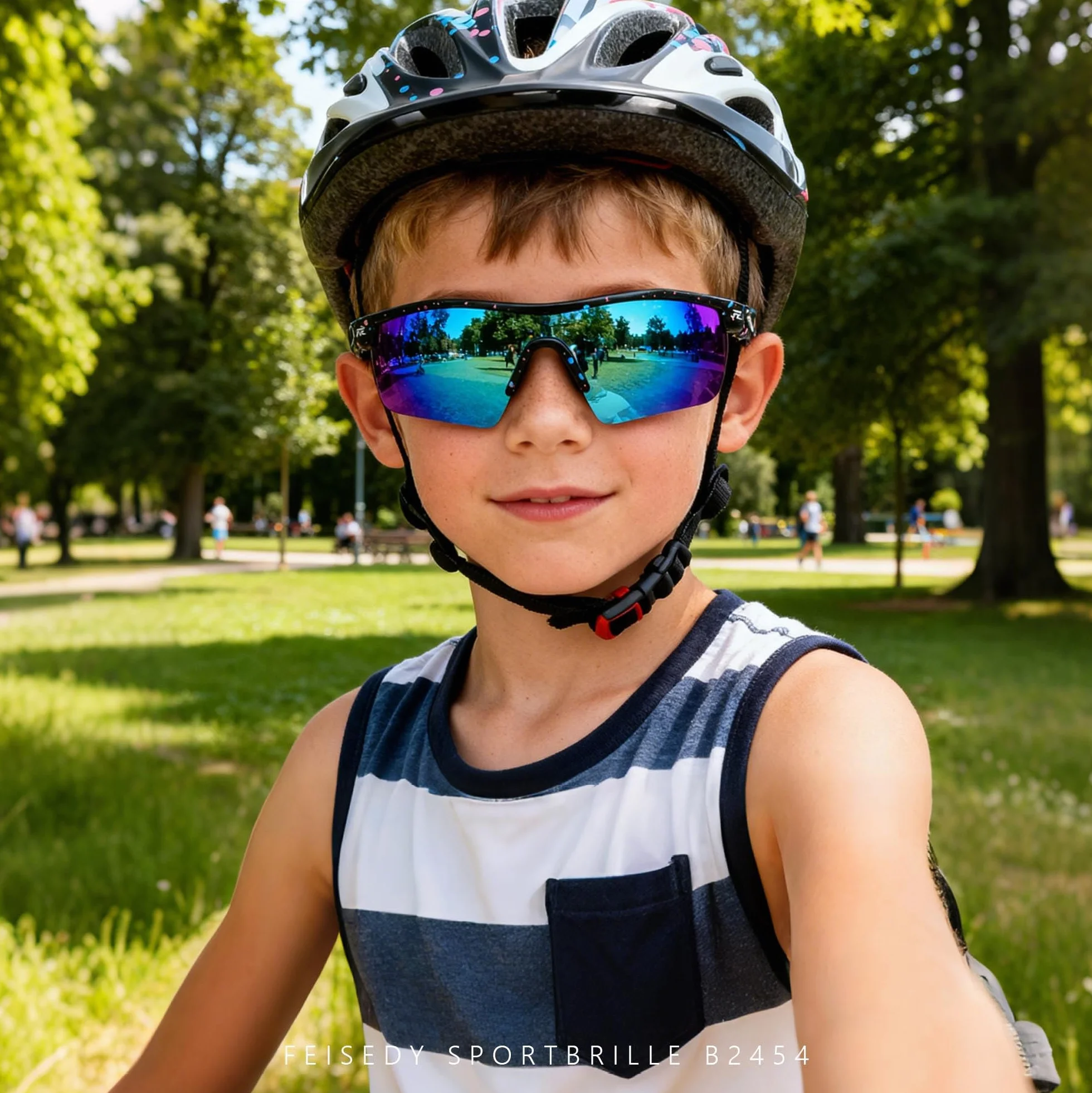 Gafas de sol polarizadas TR90 para niños adolescentes ciclismo FEISEDY