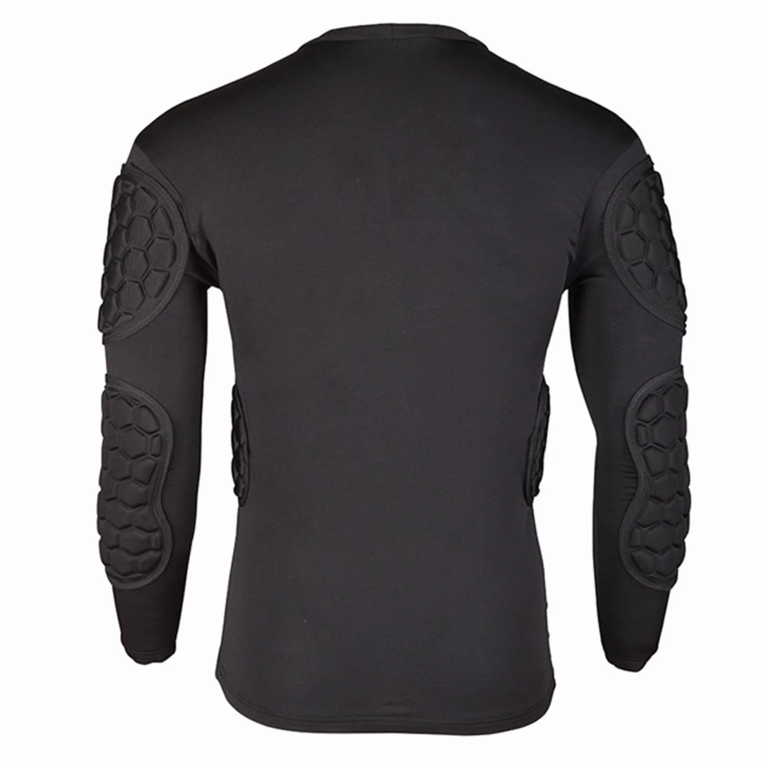 Camiseta de compresión acolchada de fútbol manga larga negra para portero juvenil paintball béisbol