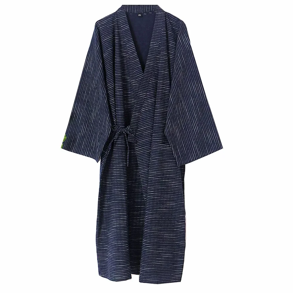 Kimono japonés para Hombre, Bata de algodón de Doble Gasa, Talla Grande