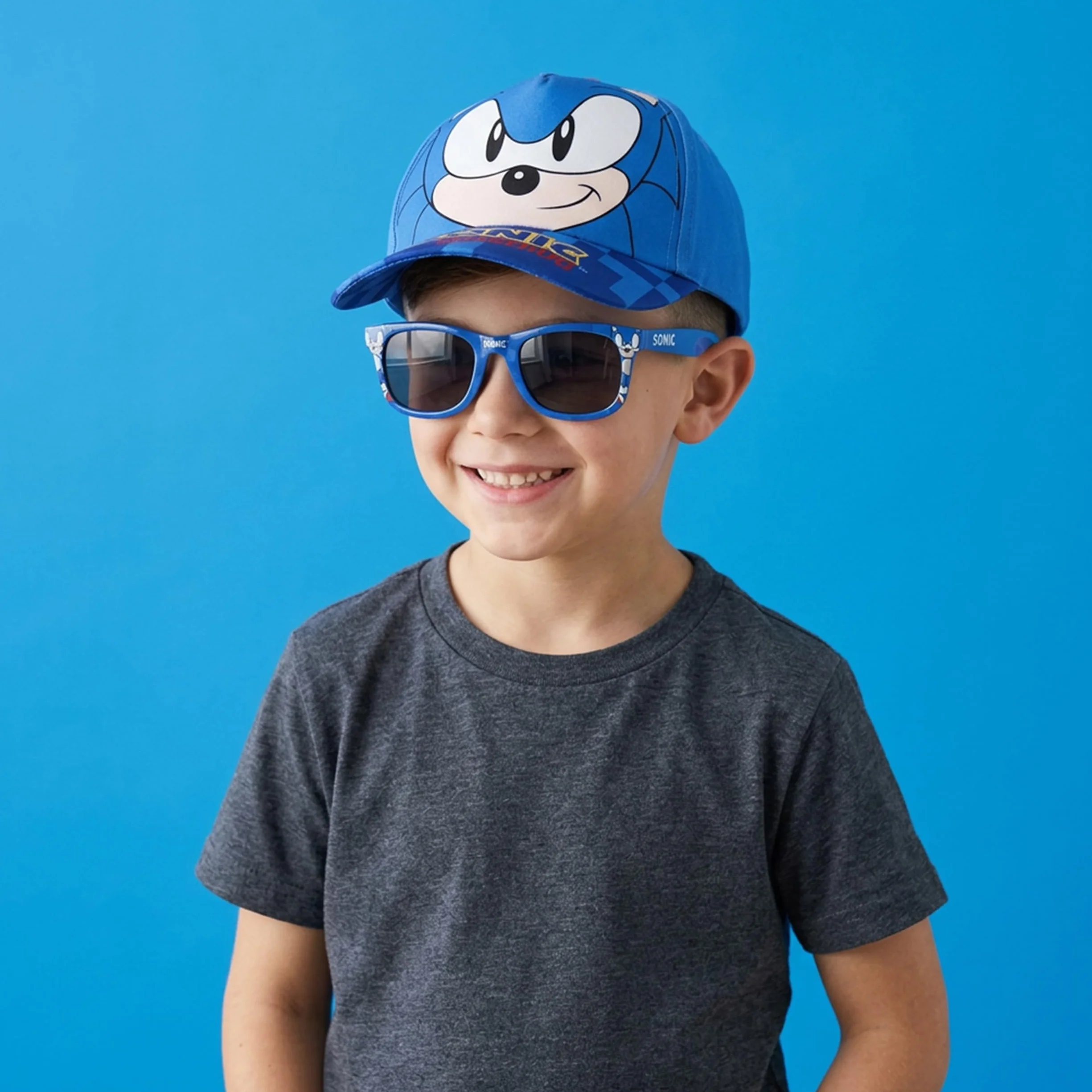 Sonic Gafas de Sol y Gorra Infantil UV 400 Filtro Categoría 3 Velcro Ajustable Original Diseñado España