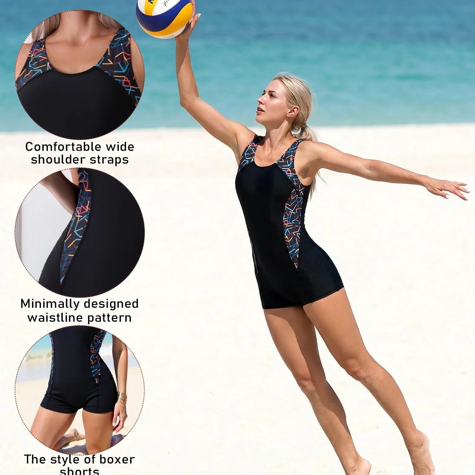 Bañador Natacion Mujer 1 Pieza Modesto Control de Abdomen Secado Rápido Deportivo Pro One Piece