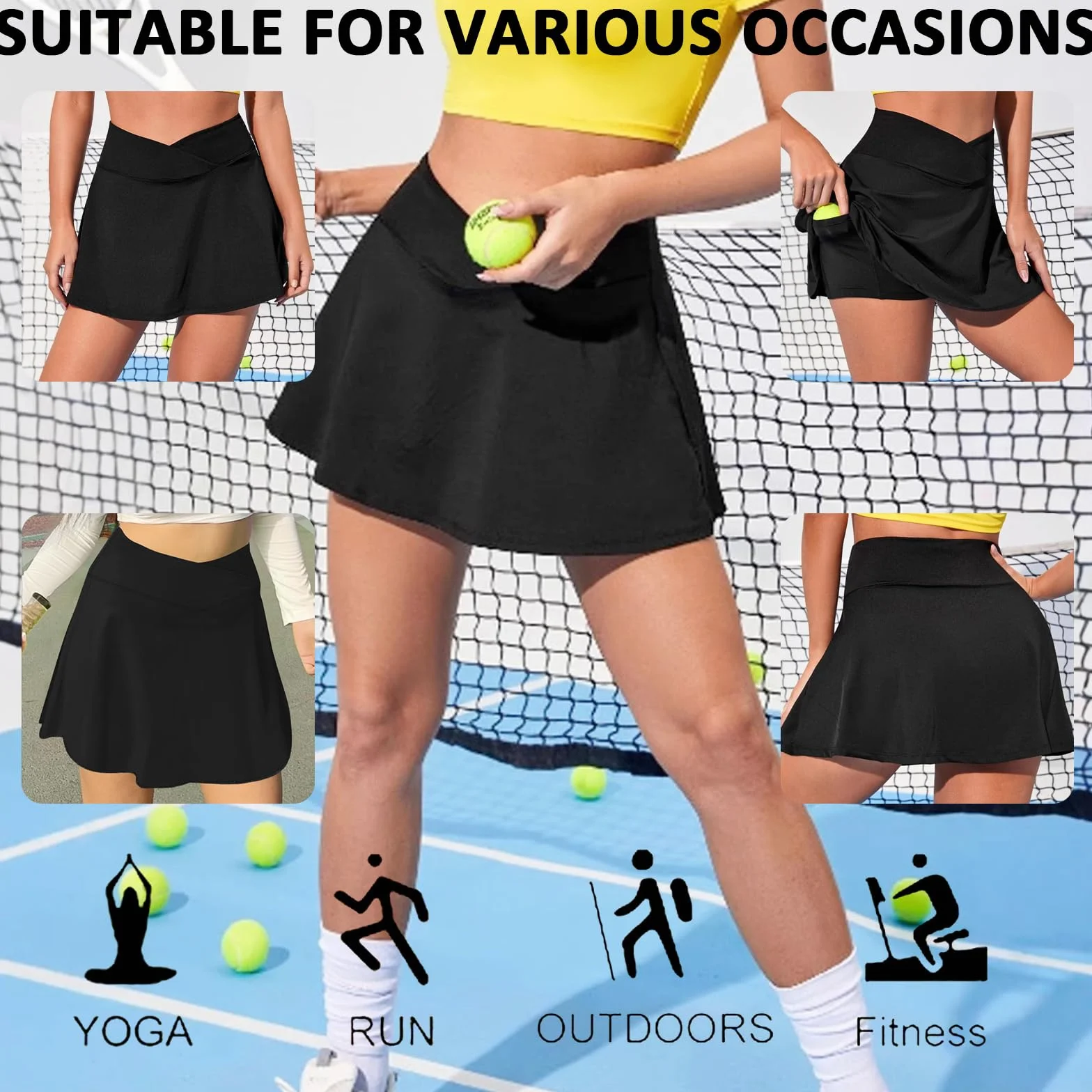 Falda Plisada Deportiva para Mujer, Skorts de Golf con Bolsillo, Minifalda para Correr y Gimnasio