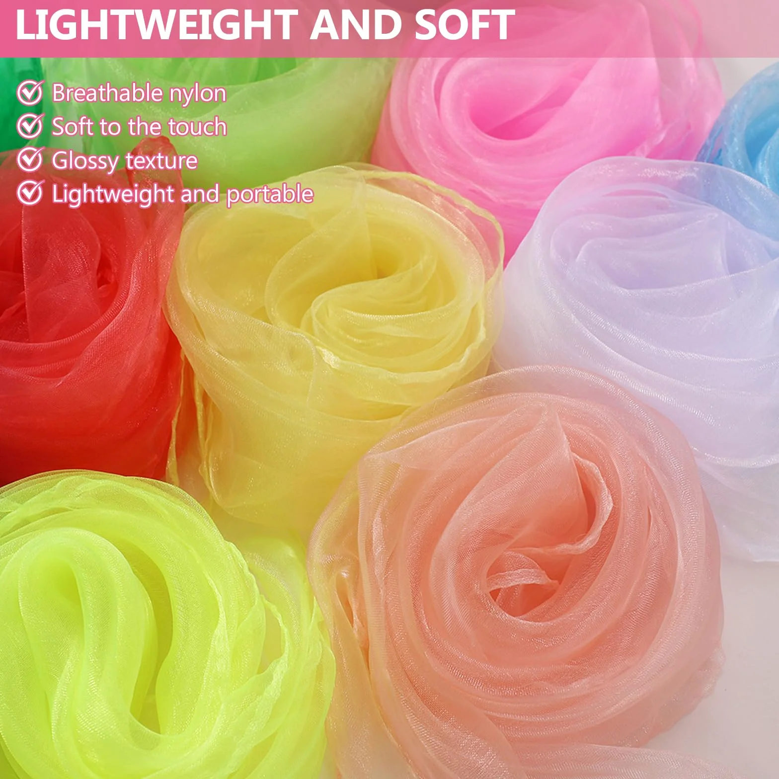 Pañuelos de Malabares Multicolores 60x60cm para Danza Espectáculo Infantil 20 Piezas