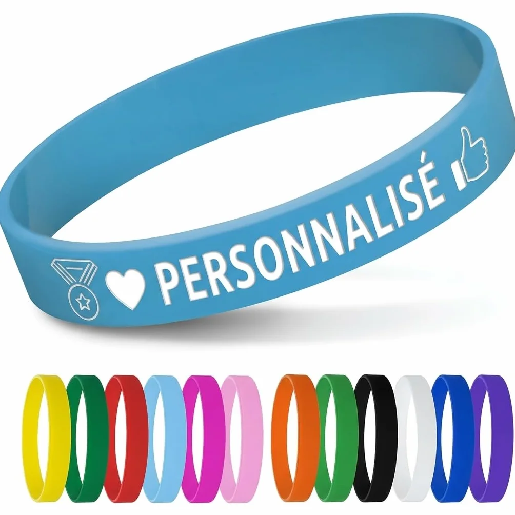 Pulseras de goma personalizables para eventos, motivación, recaudación de fondos, identificación niños