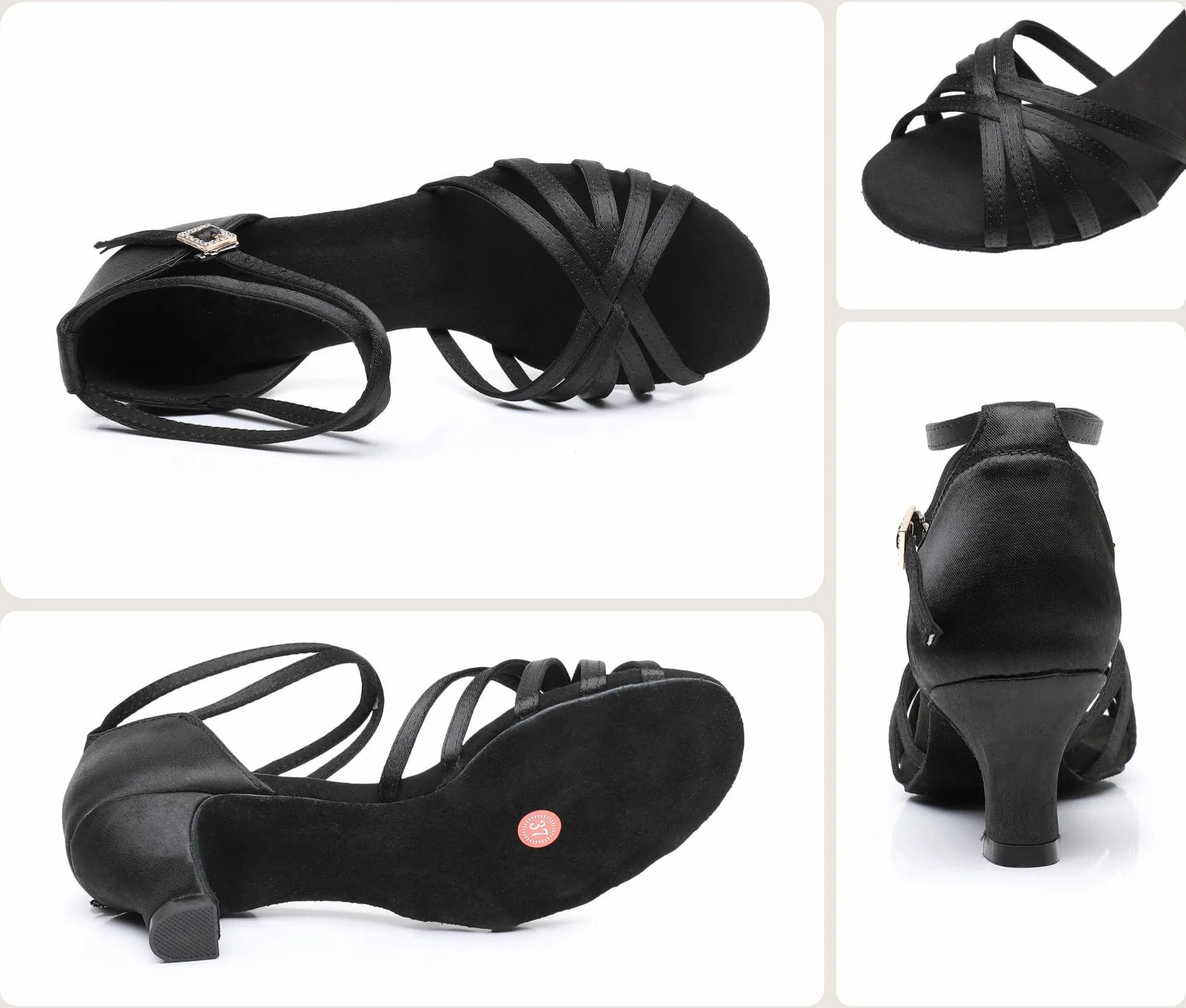 Rosefinch Zapatos de Danza Latina Mujer Negro Profesionales Baile Salón Fiesta Salsa Práctica Rendimiento