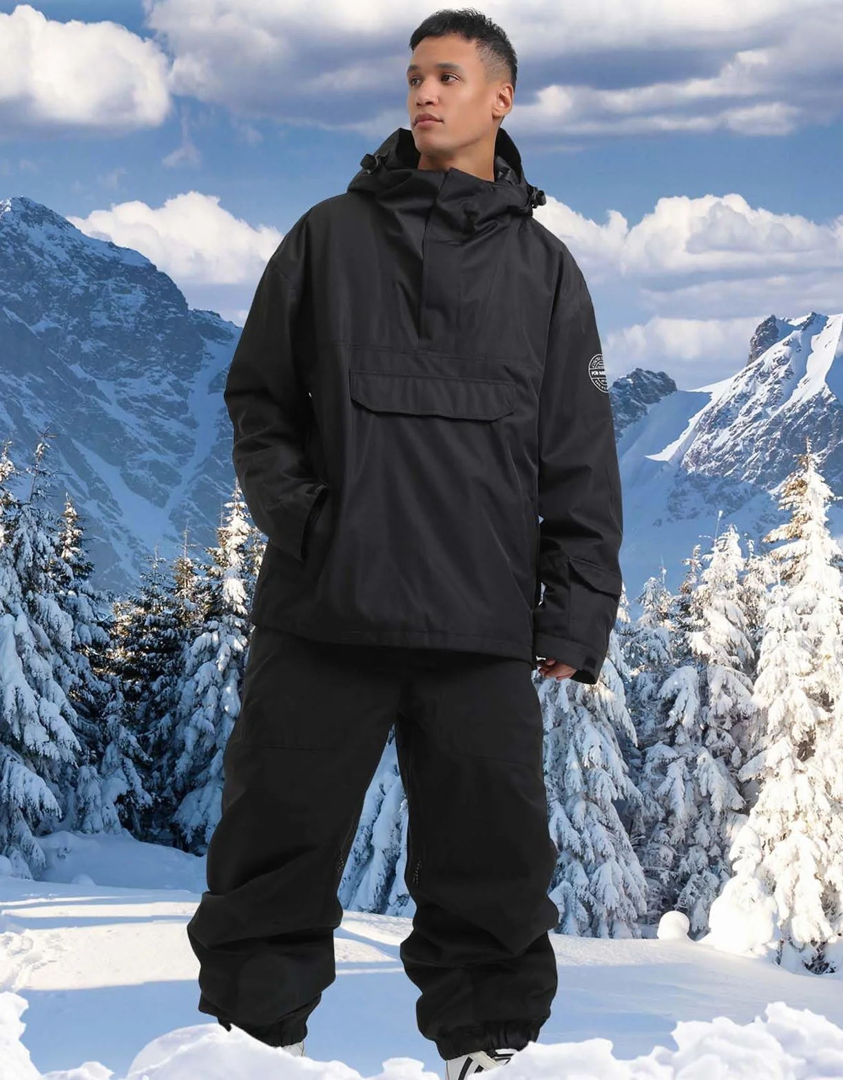 GSOU SNOW Chaqueta de Esquí Holgados Mujeres Hombres Impermeable Antiviento Transpirable Térmico con Capucha