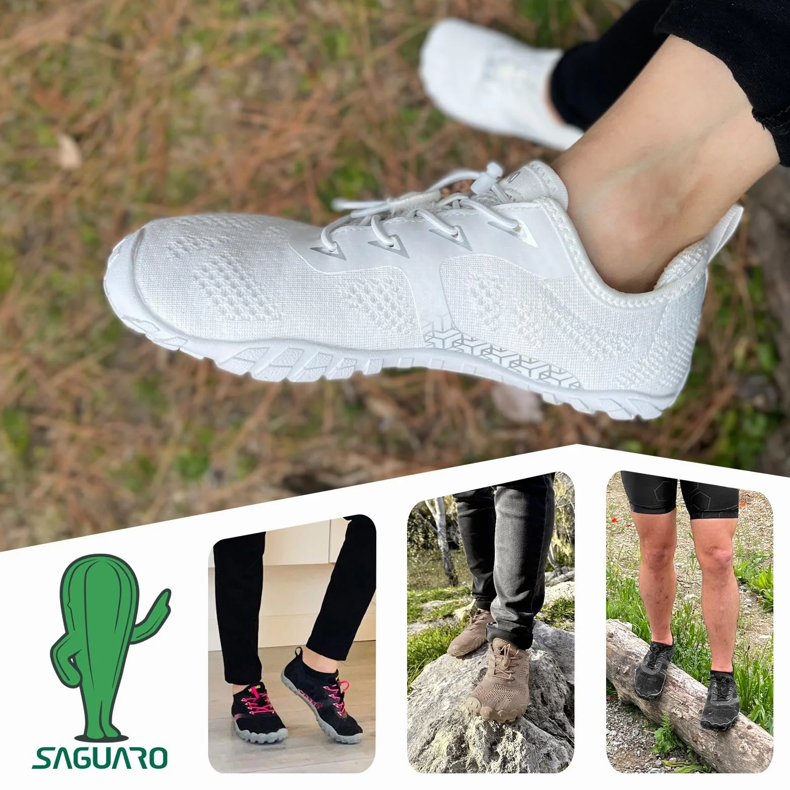 SAGUARO Zapatillas Minimalistas Barefoot Hombre Mujer - Ligeras Antideslizante Respirable - con Caja Tox Ancha y Suela Zero Drop