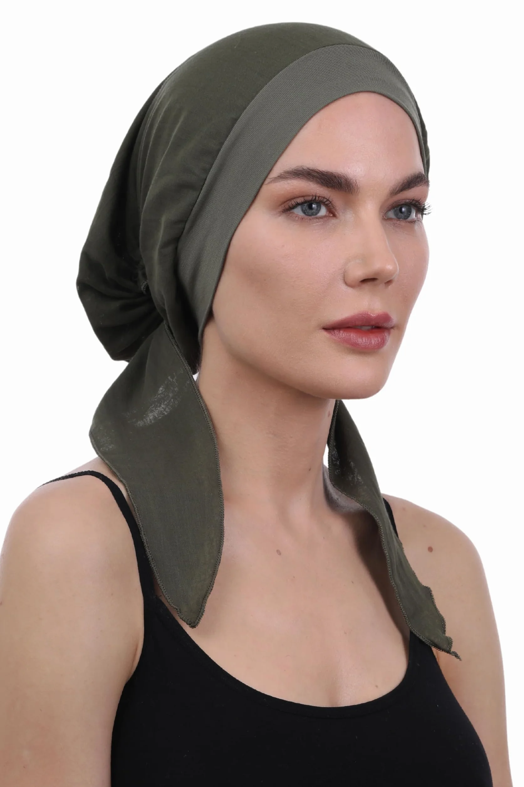 Deresina - Pañuelos para la cabeza de algodón puro con parte delantera de bambú, gorros de quimioterapia para mujer