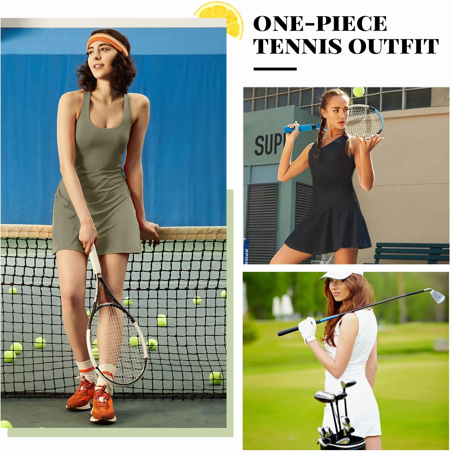 Bezioner Vestido Tenis Mujer, Vestido de Golf con Sujetador Integrado y Pantalones Cortos con Bolsillos sin Mangas Deportivo