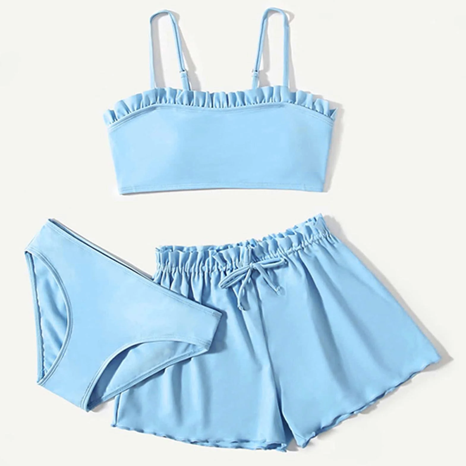 Generisch 3 piezas trajes de baño bikini niña conjunto camiseta natación