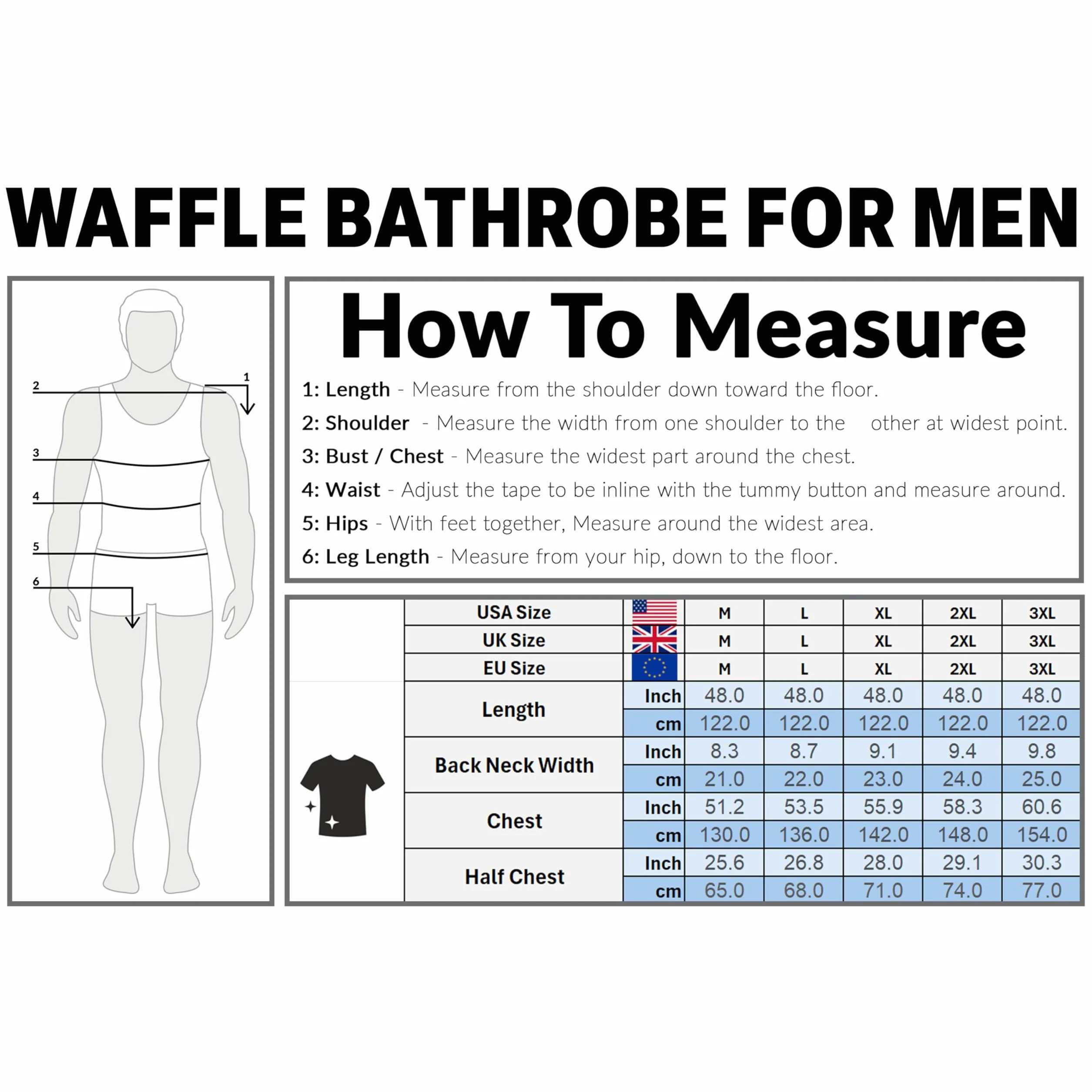 Albornoz Hombre y Adolescente M-3XL, Bata de Casa Waffle Ligera con Cinturón