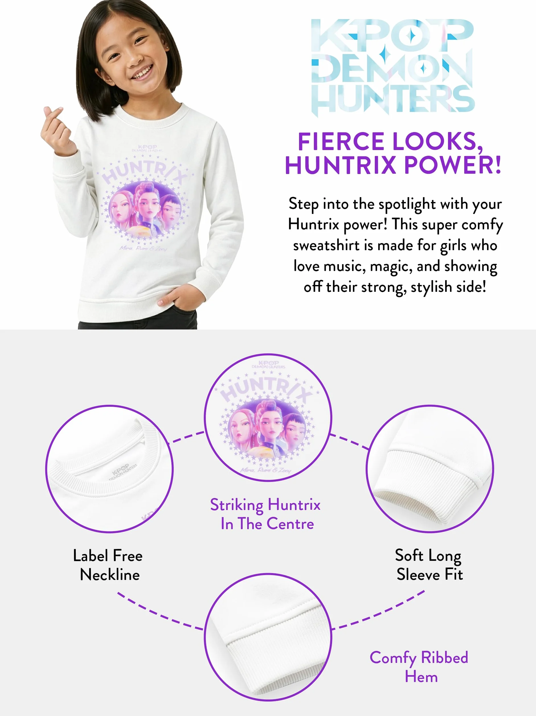 KPop Demon Hunters Sudadera Niña Mira Rumi Zoey Sweatshirt Copas Huntrix