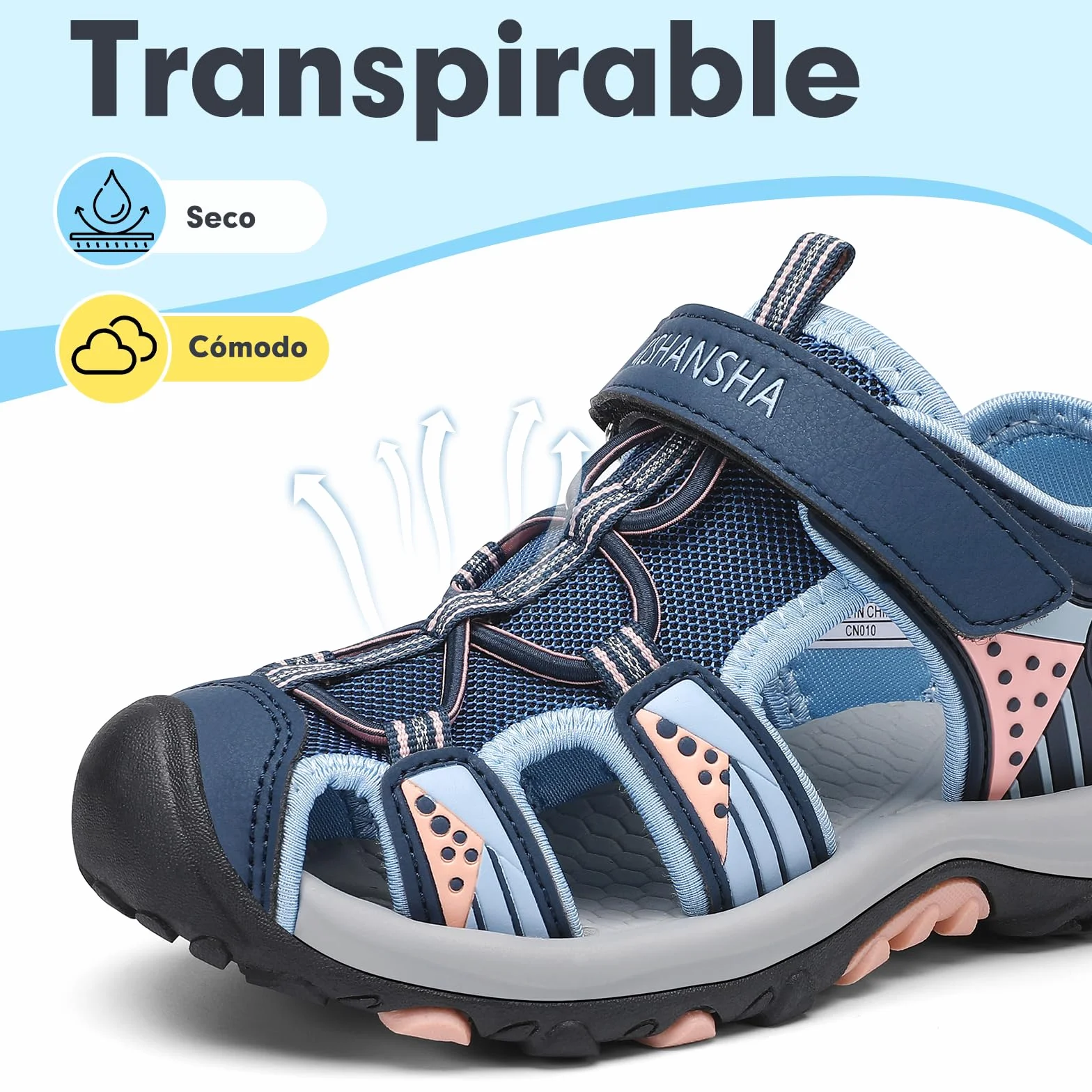 Mishansha Sandalias Deportivas niños Verano Zapatos al Aire Libre Transpirable Punta Cerradas 24-39 EU
