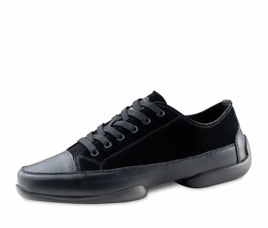 Anna Kern Zapatillas de danza hombre 4005 ante piel negra suela poliuretano dividida ancho normal plantilla intercambiable tacón 1 cm