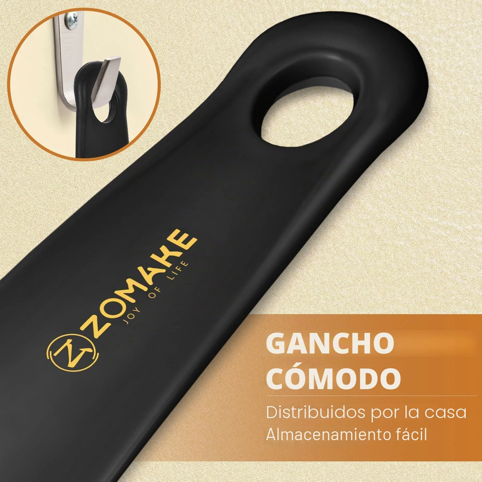 ZOMAKE Calzador de Zapatos 18.5cm Plastico con Colgante Agujero para Personas Mayores