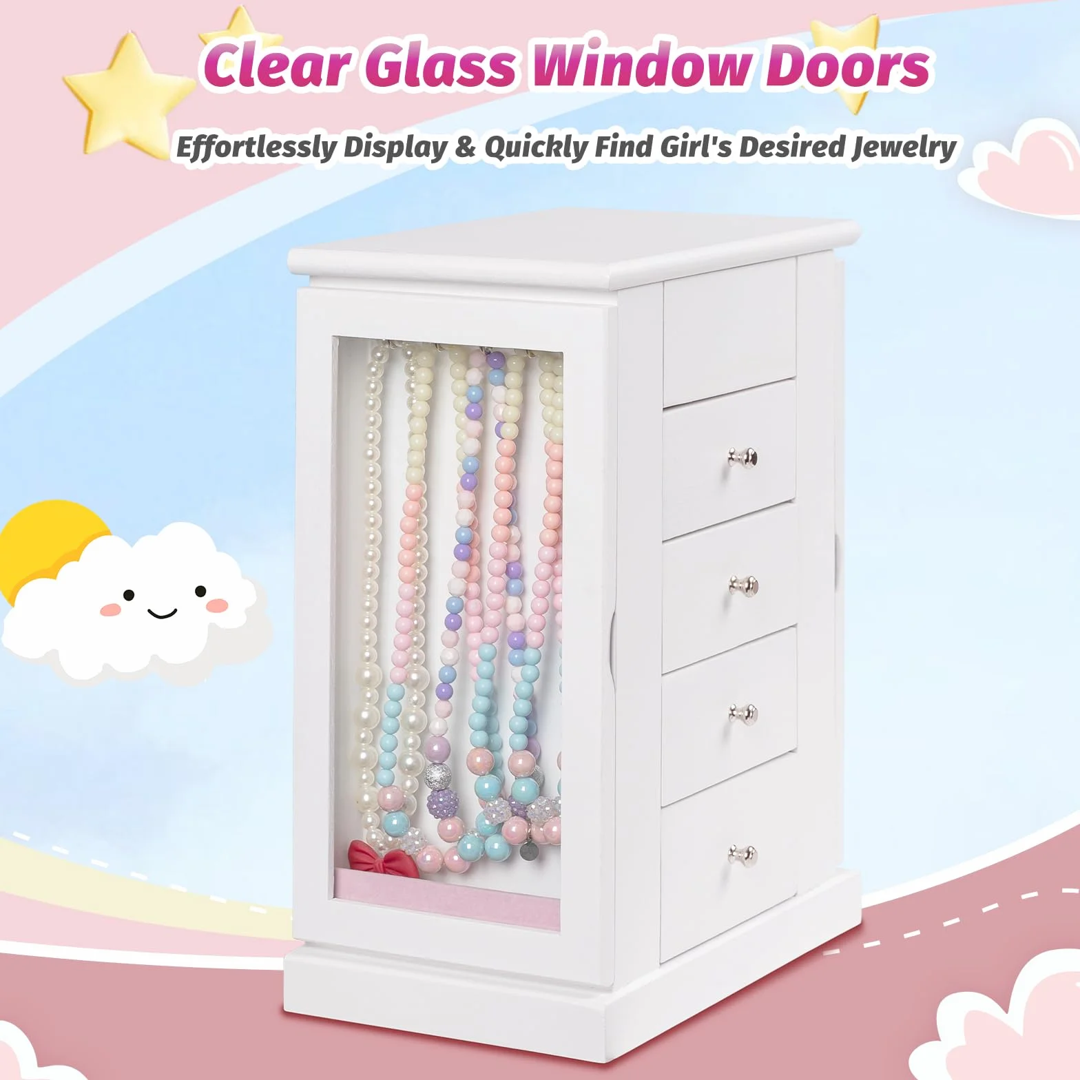Joyero Musical Niña Madera Bailarina Giratoria 5 Niveles Regalo Blanco
