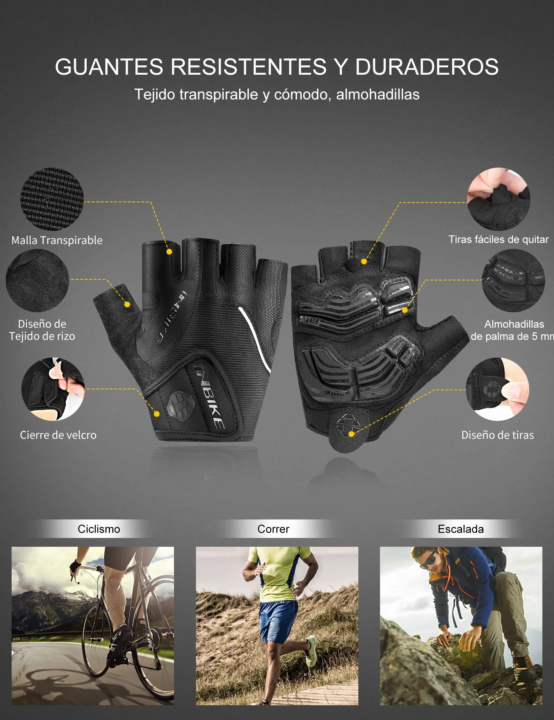 INBIKE Guantes MTB Hombre Bicicleta Ciclismo Verano