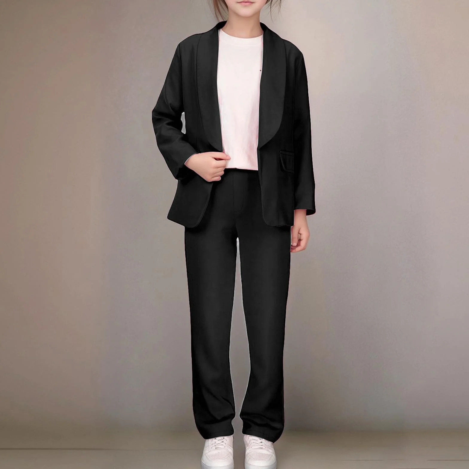 Blazer para niña chaqueta de traje formal color sólido manga larga talla 5-14 años