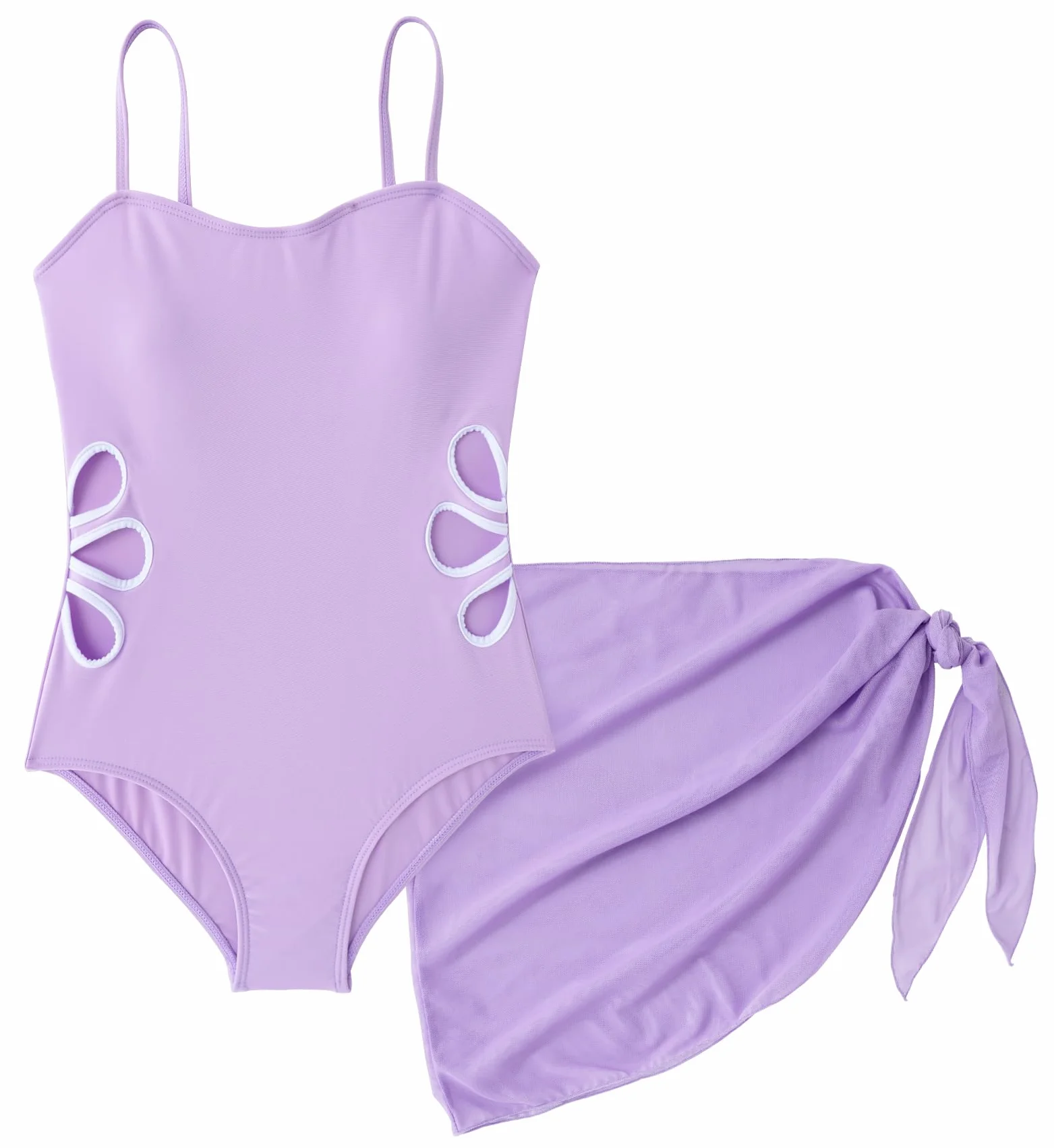 Happy Cherry Traje de baño de una pieza para niñas con corte de verano y falda para cubrir