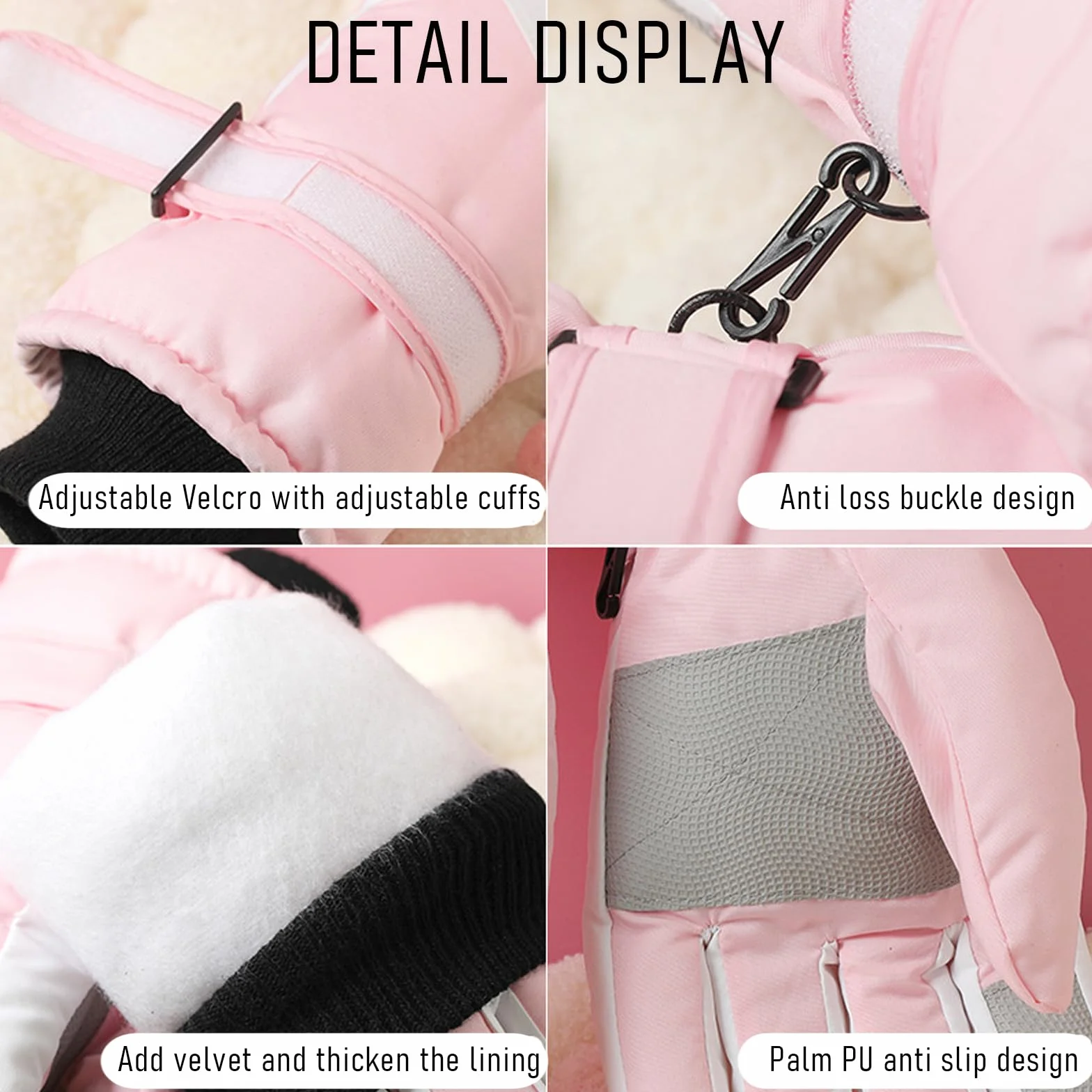 Guantes de Esquí Impermeables Térmicos para Mujer con Pantalla Táctil - Nieve Ski Snowboard