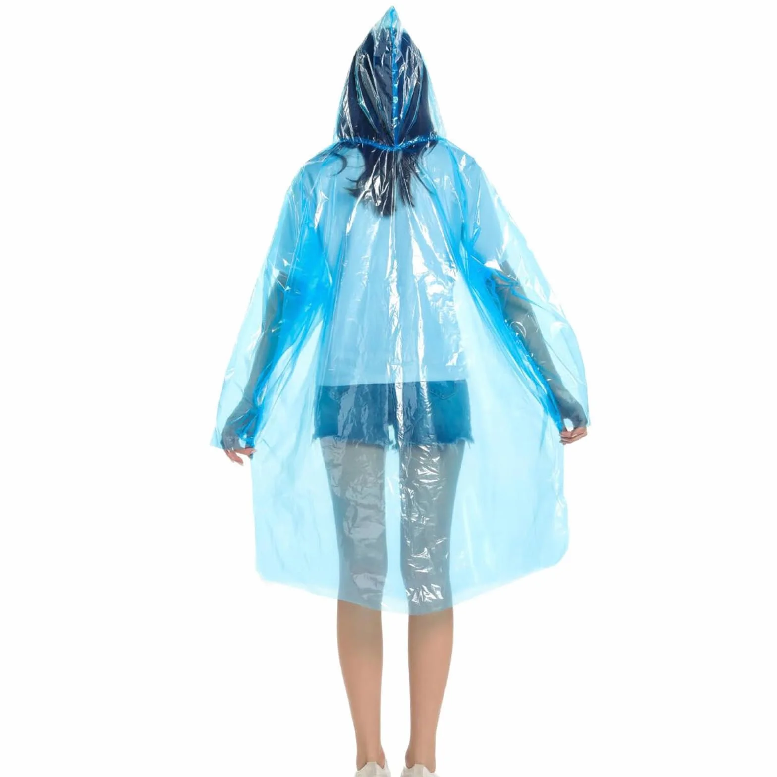 Poncho Impermeable Desechable con Capucha y Mangas, Chubasquero Plegable para Hombre Mujer, 6 Piezas