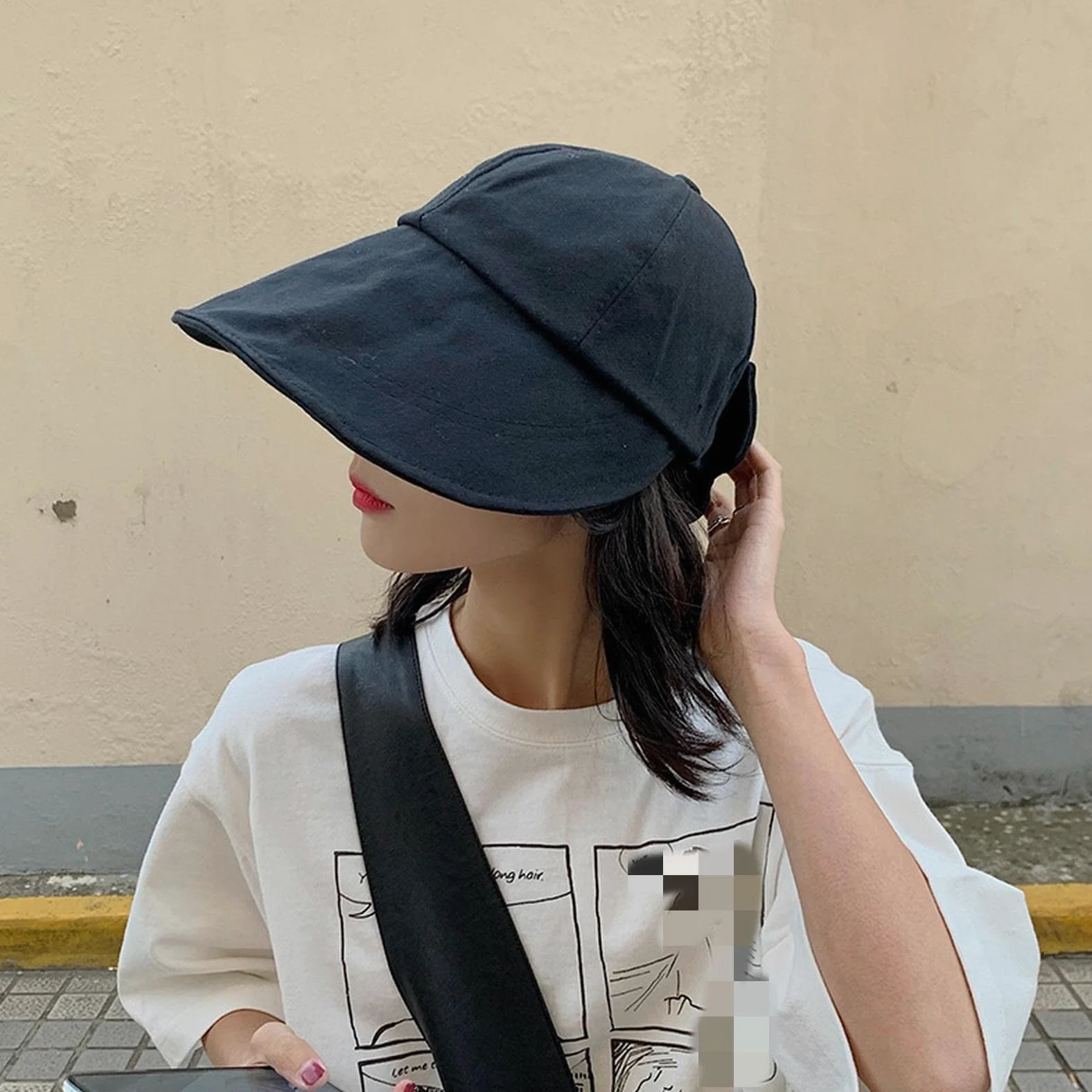 Sombrero de verano con lazo grande, protección solar, sombrero de ala ancha, sombrero plegable para mujer