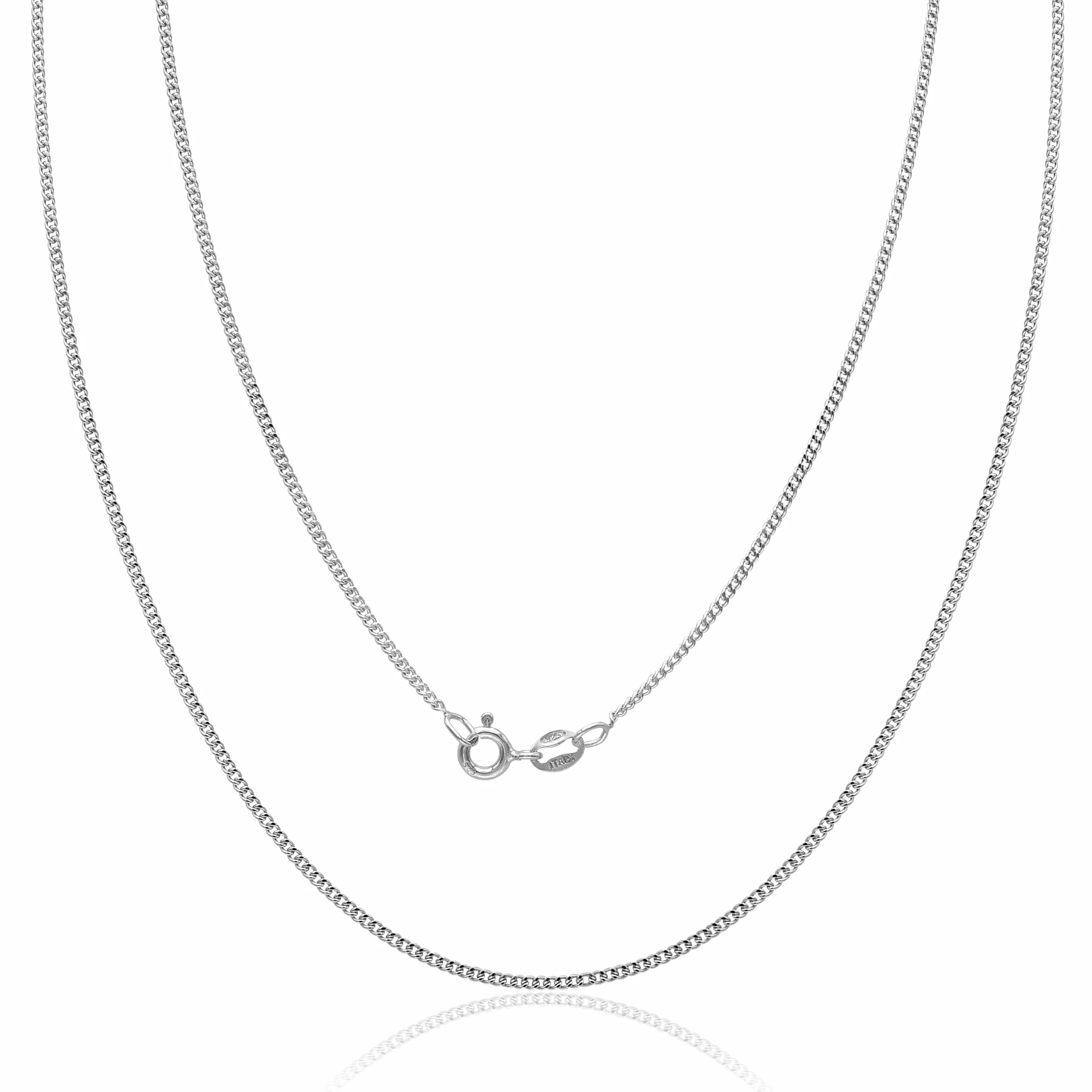 Aka Gioielli Cadena Barbada Plata de Ley 925 Rodiada Collar Mujer Hombre 1.3 mm 80 cm