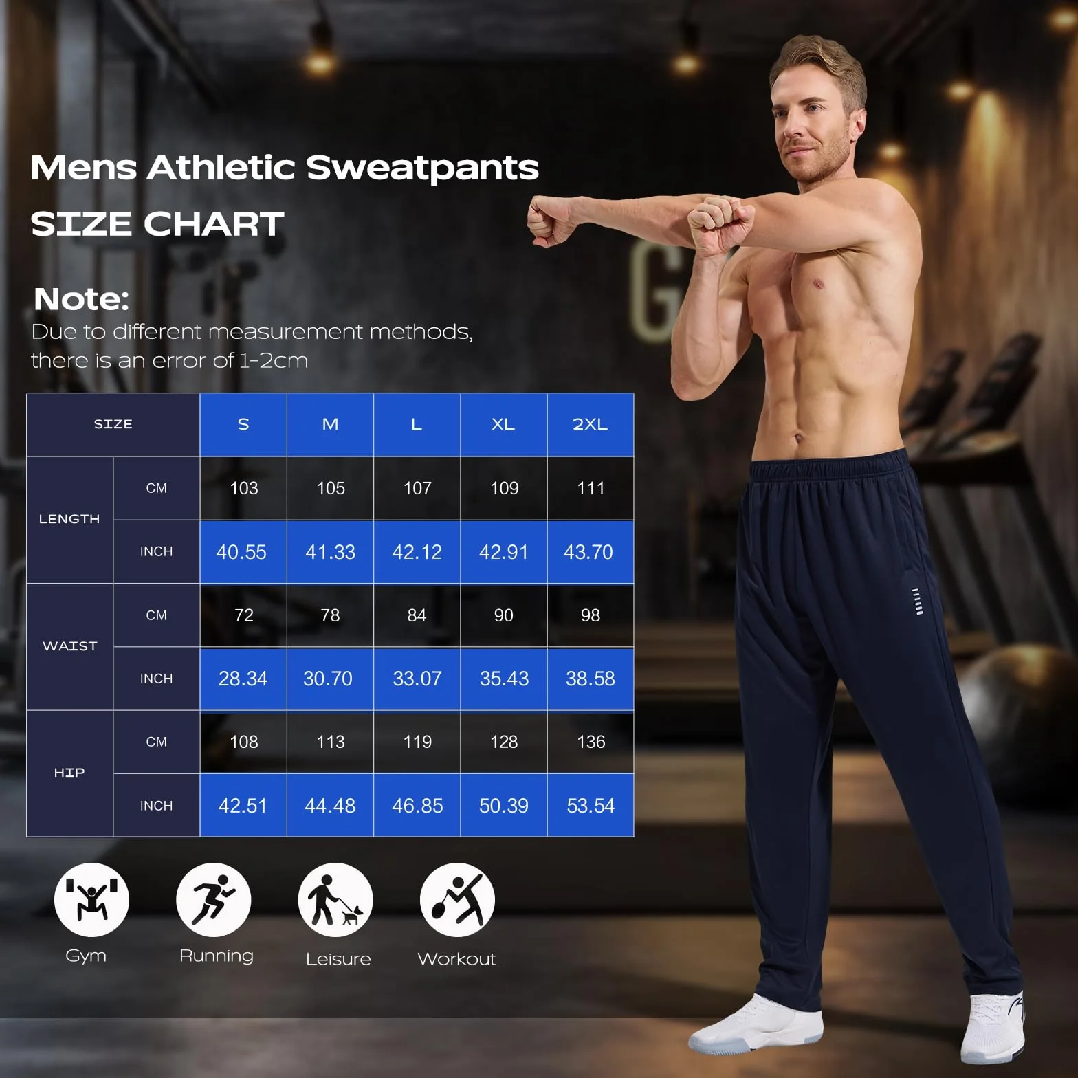 HUAKANG Paquete de 3 Pantalón Chandal Hombre Pantalones de Entrenamiento con Bolsillos Cremallera