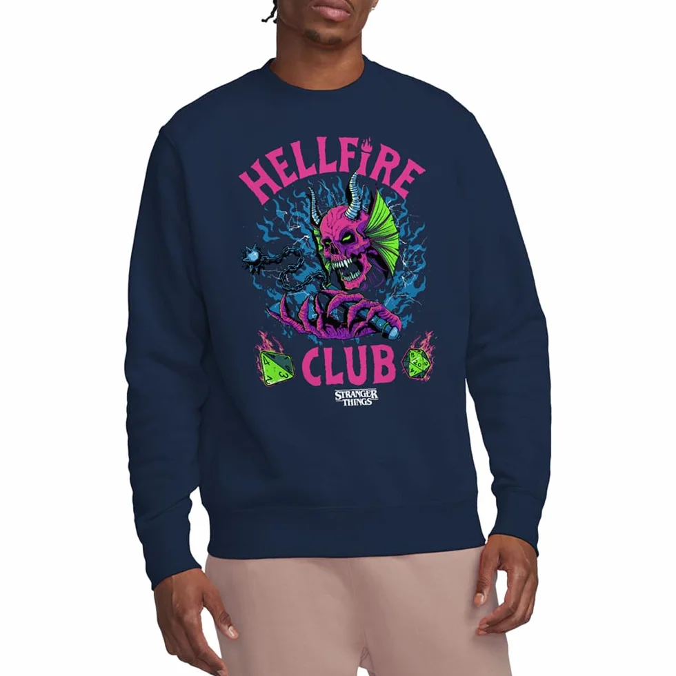 Stranger Things Hellfire Neon Dice Sweatshirt Navy