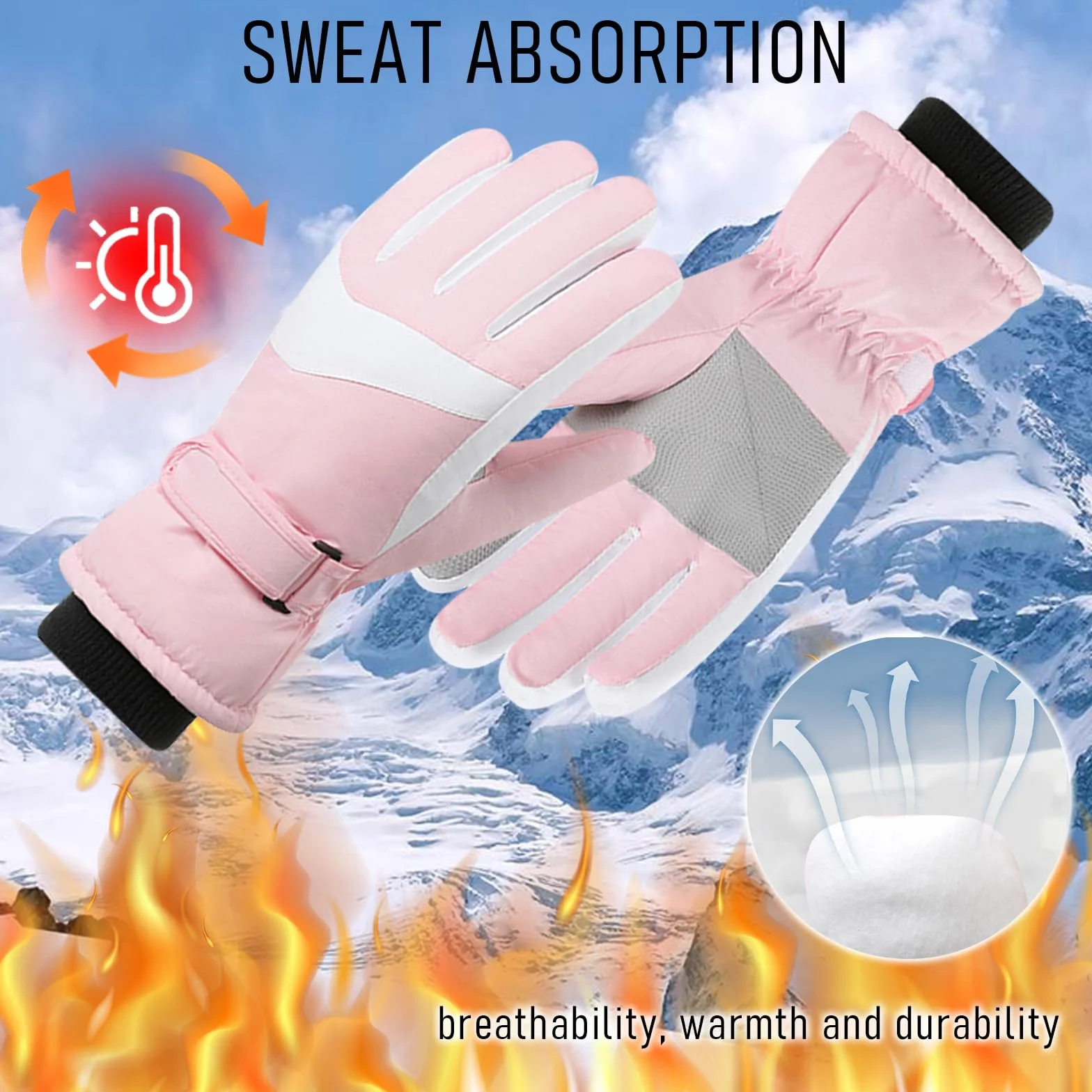 Guantes de Esquí Impermeables Térmicos para Mujer con Pantalla Táctil - Nieve Ski Snowboard