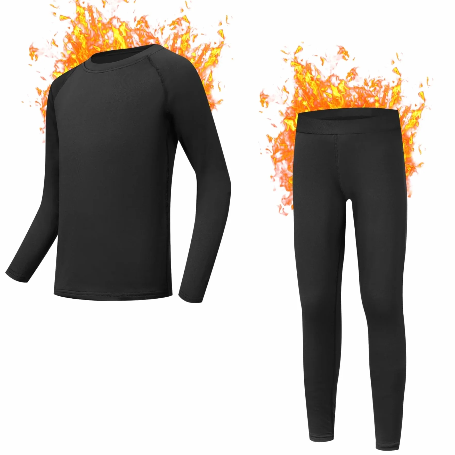 AMZSPORT Ropa Interior Térmica para Niño - Conjunto de Manga Larga, Capa Base para Invierno