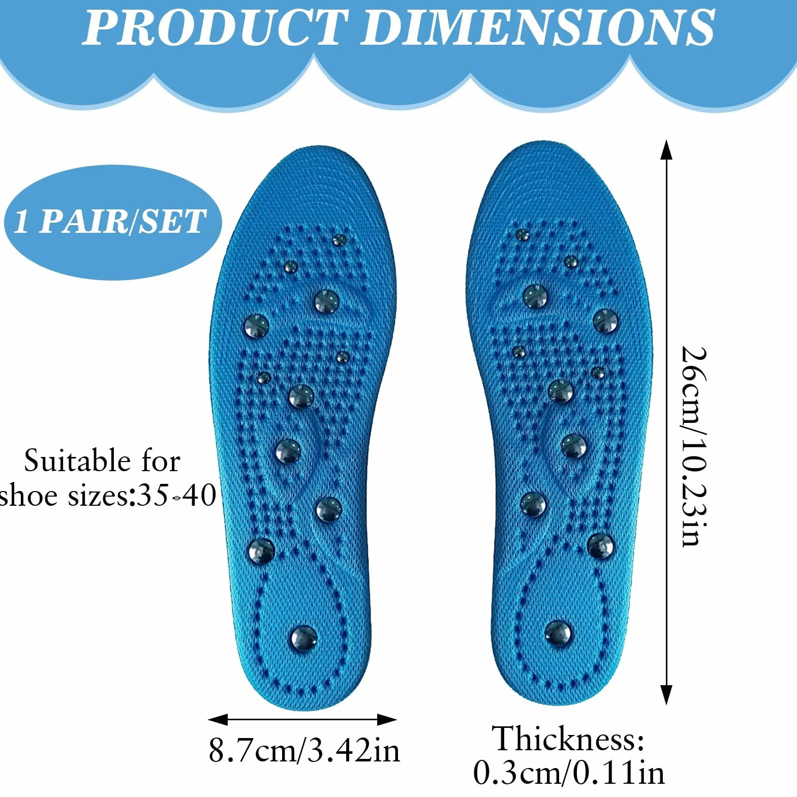 Plantillas Magneticas Adelgazantes para Fascitis Plantar Ortopedicas Masaje de Pies Aliviar Reflexología Acupresión Unisex (S(35-40))