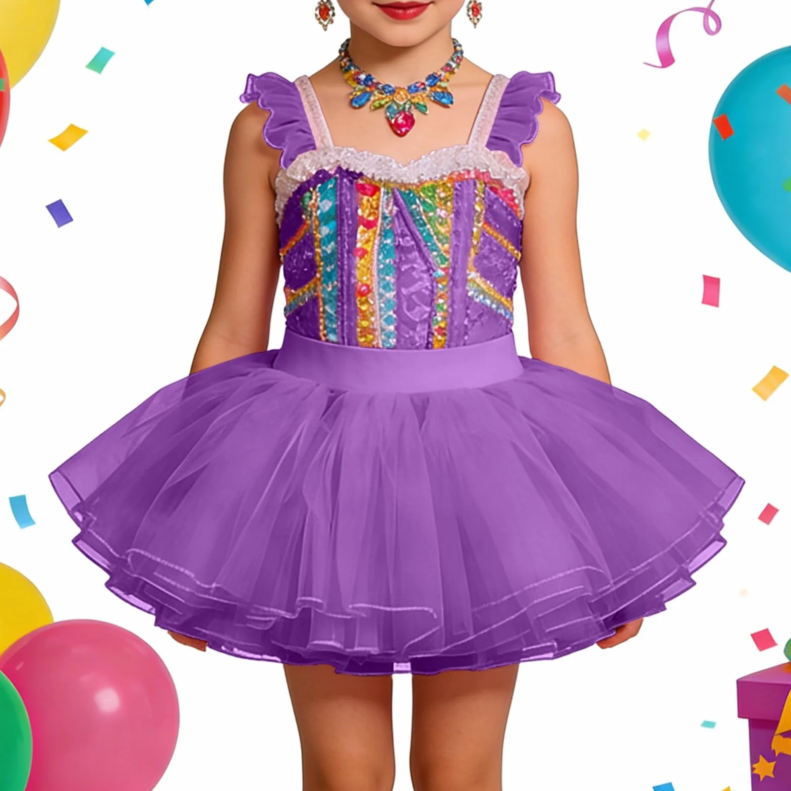 Falda de ballet para niña tutú multicapa acampanada con cintura elástica