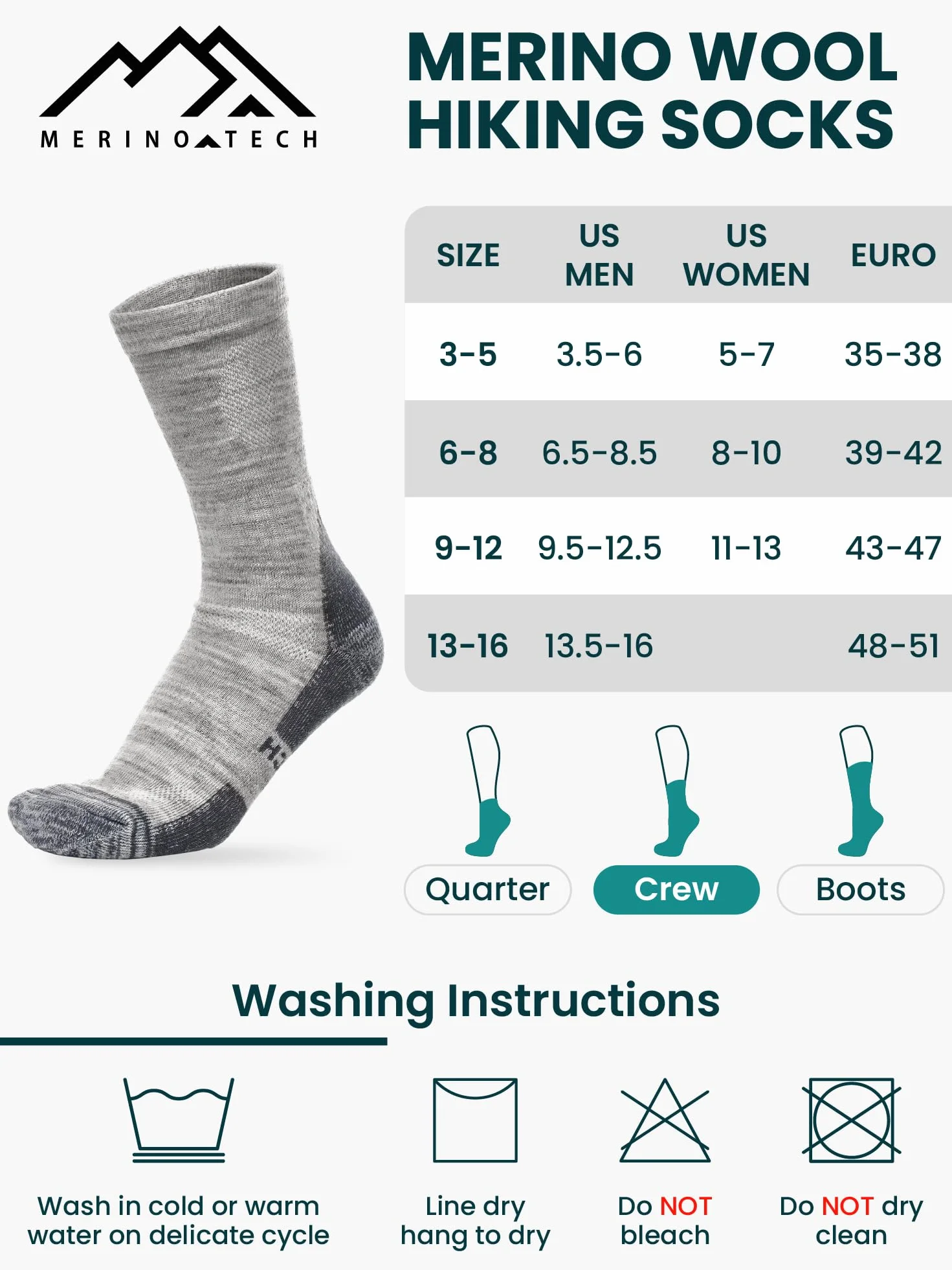 Merino.tech Calcetines Térmicos Lana Merino para Hombre y Mujer - Transpirables, Suaves, Trekking y Deporte