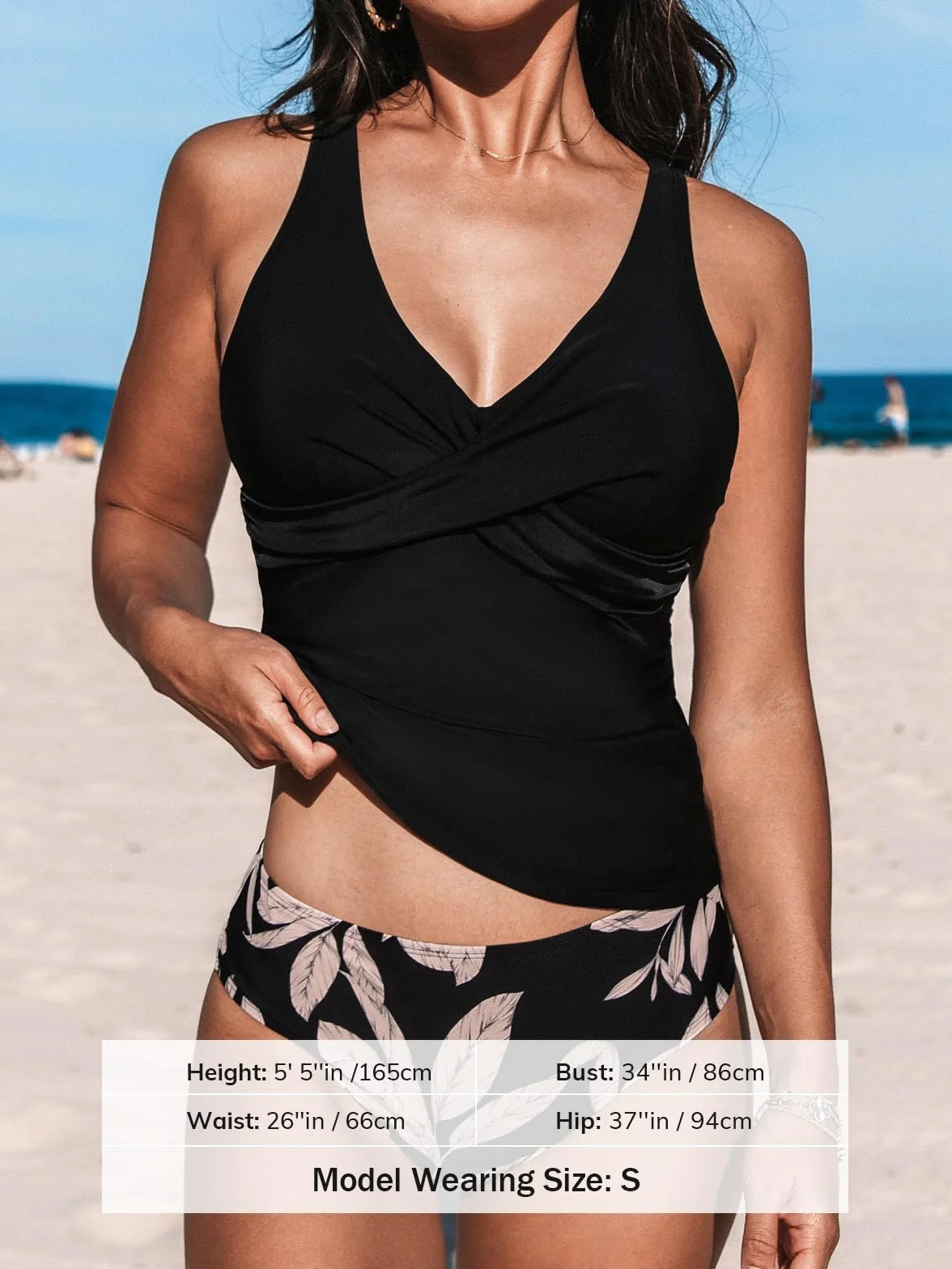 CUPSHE Conjunto de tankini para mujer, traje de baño de dos piezas, fruncido frontal