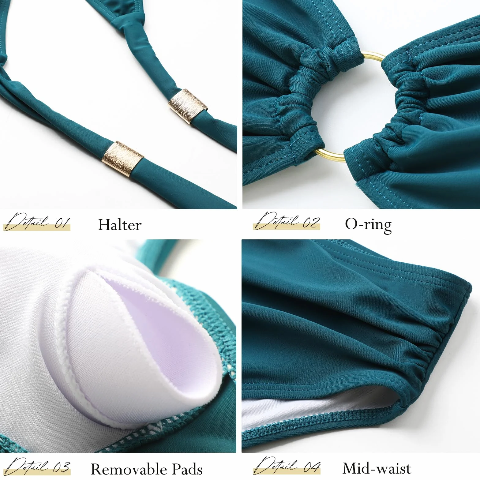 Genfien Bikini Mujer Push Up Cuello en V Traje de Baño de Dos Piezas Sexy Halter Cintura Media