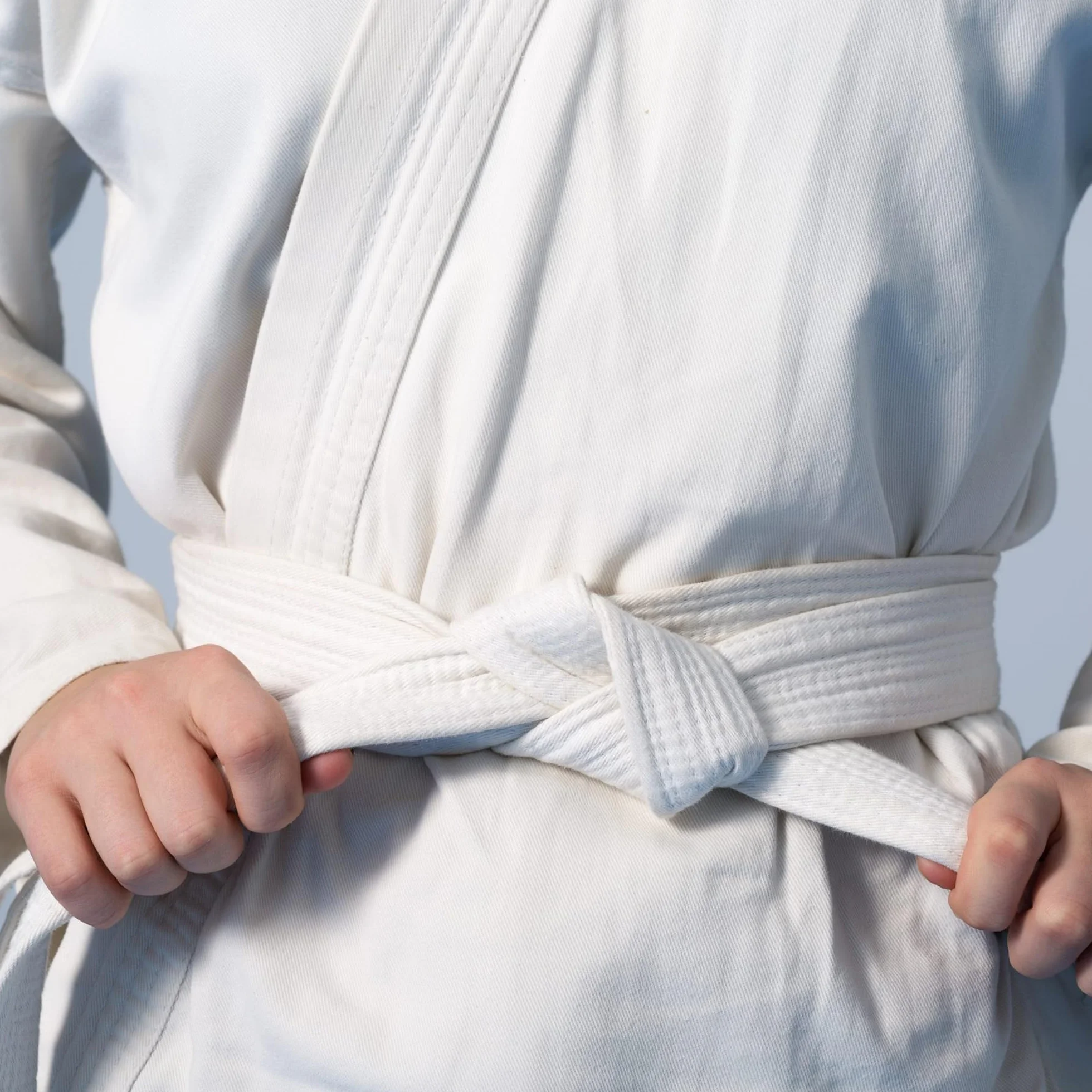 Cinturón Karate Judo Taekwondo Aikido Blanco Tela Gruesa 2 Piezas Artes Marciales