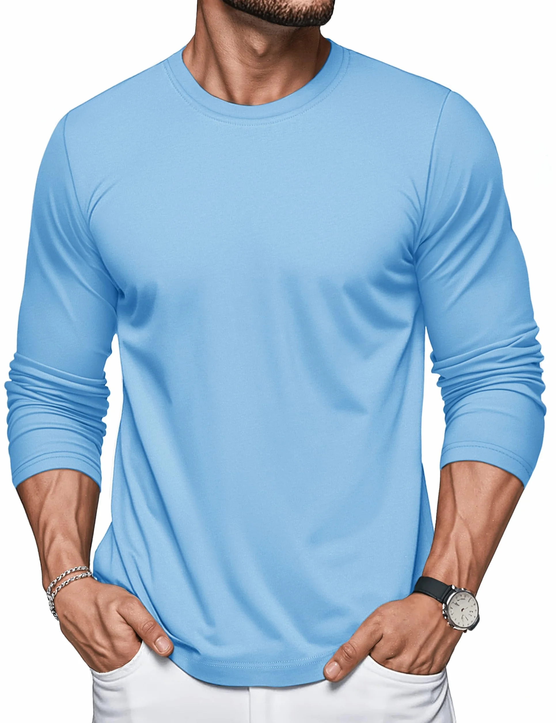 MAGCOMSEN Sweat Crew Neck Sudadera para Hombre Camiseta de Manga Larga