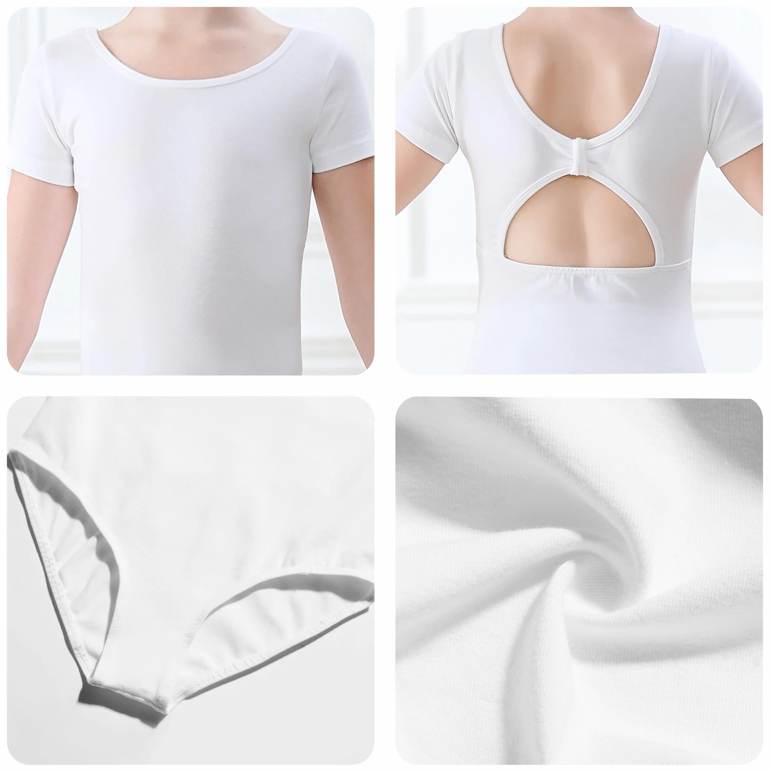Maillot de Ballet Danza para Niña Manga Corta Leotardo de Gimnasia Rítmica