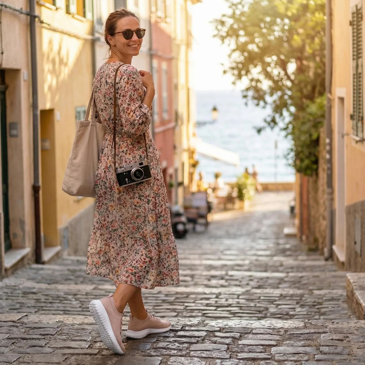 Konhill Zapatillas para Caminar Sin Cordones Mujer Transpirables Ligeras