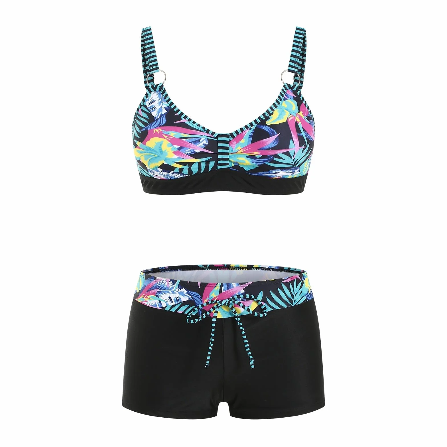 Conjuntos de Bikinis para Mujer Retro Ajustable Cintura Alta Traje Baño Verano Playa