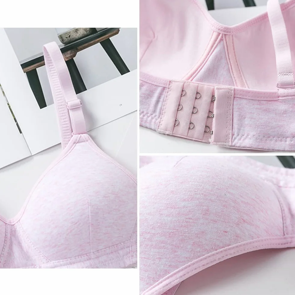 Sujetador Deportivo de Algodón para Chicas, Tirantes Ajustables, Sin Aros, Paquete de 3 Bralettes Copa A
