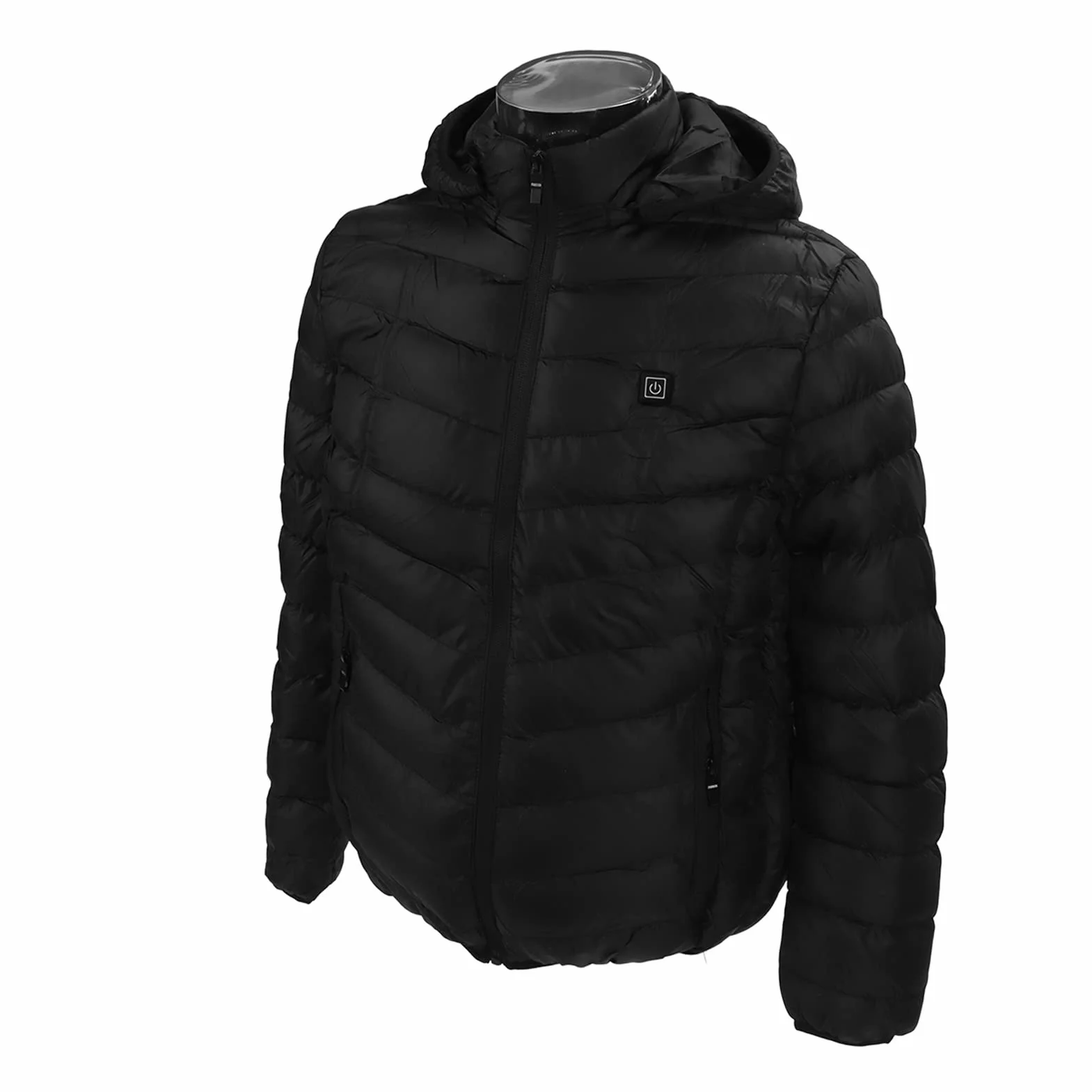 Abrigo de Calefacción Eléctrica Chaqueta Térmica Inteligente Termostático Negro con Capucha para Hombres y Mujeres
