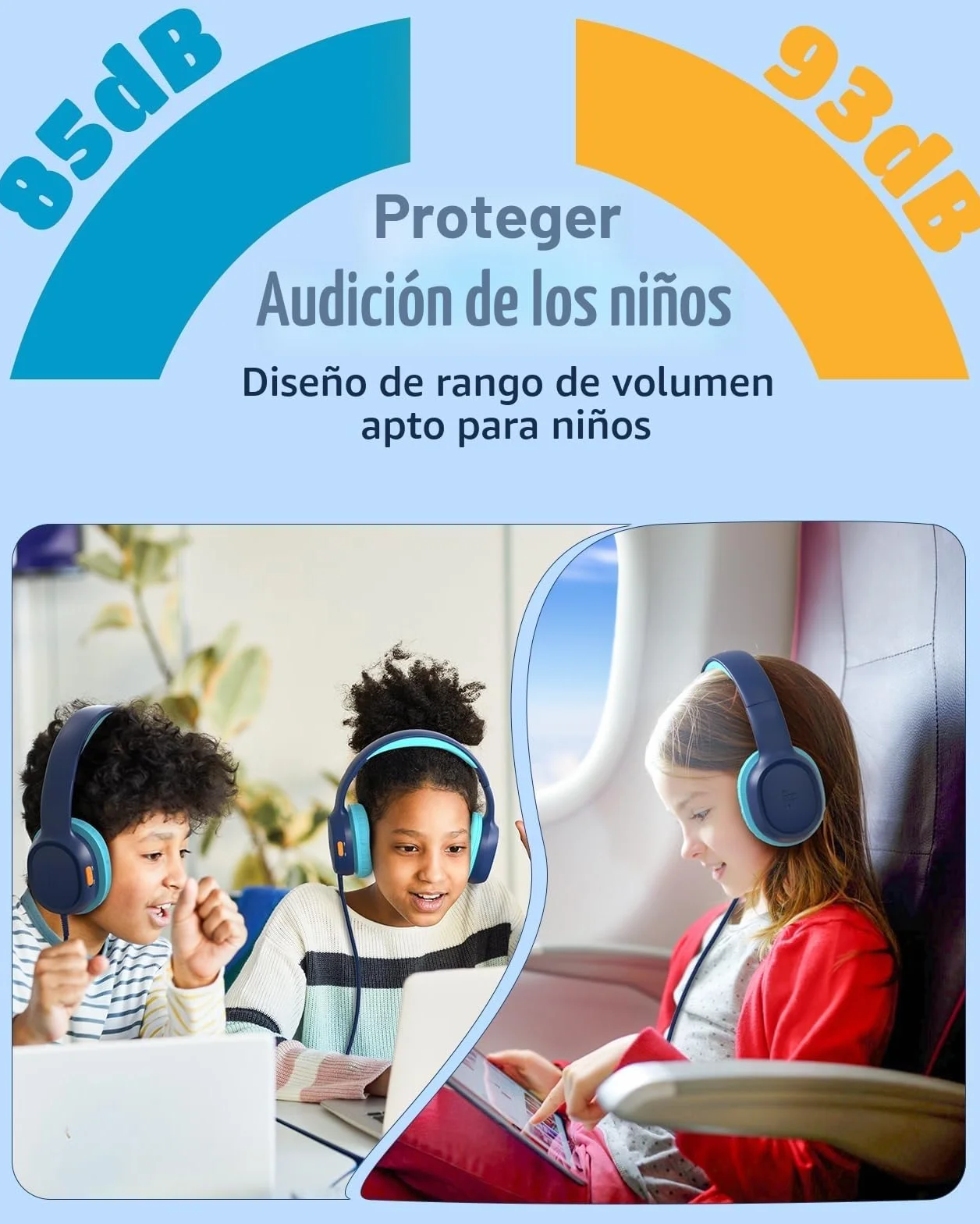 Tronsmart KH01 Auriculares para Niños Plegables 85/93dB HD Estéreo 3,5mm