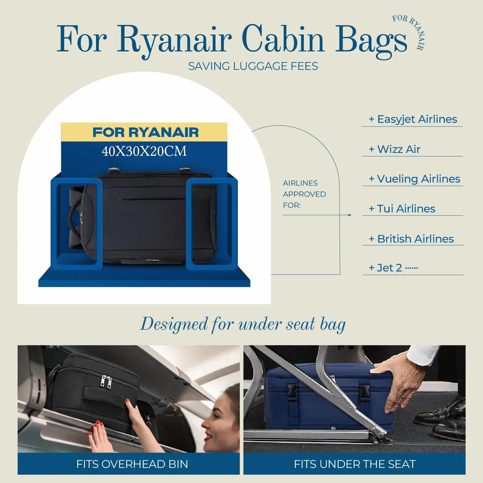 Lossga Mochila 40x30x20 para Ryanair Cabina Avion Travel Backpack Maleta Equipaje de Mano
