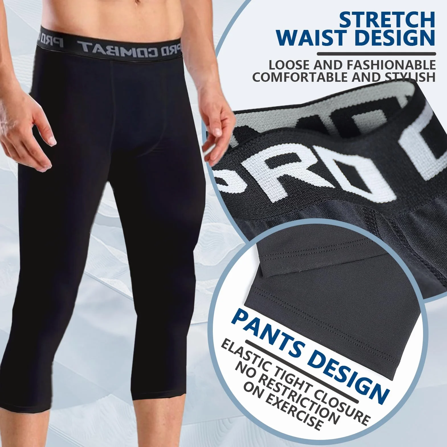 3/4 Pantalones de Compresión Deportivos Dry Carriendo para Ciclismo Golf Yoga, 2 Pack