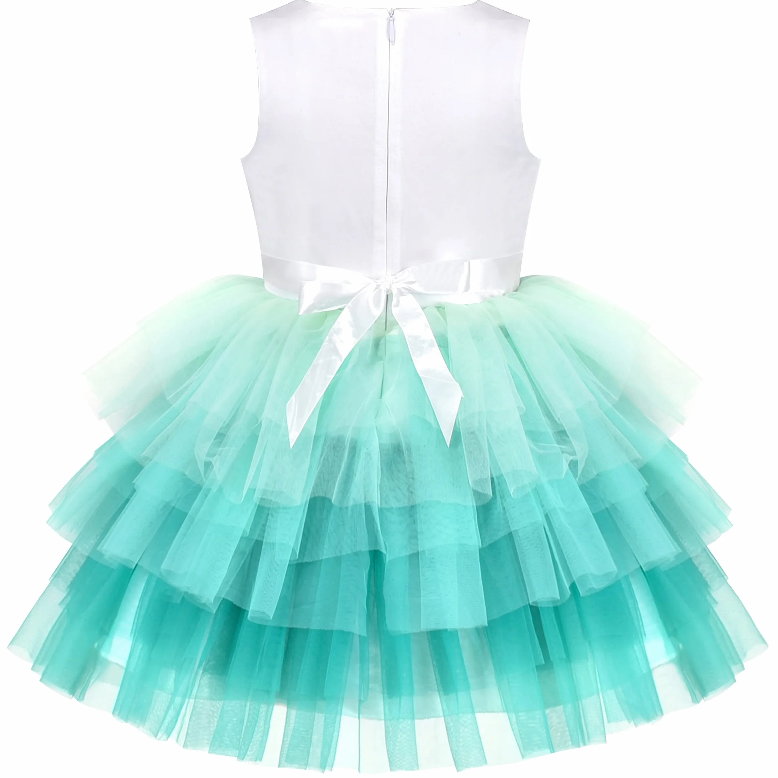 Vestido para niña Cumpleaños Princesa Volante Fruncido Pastel Globo Impresión 3-10 años